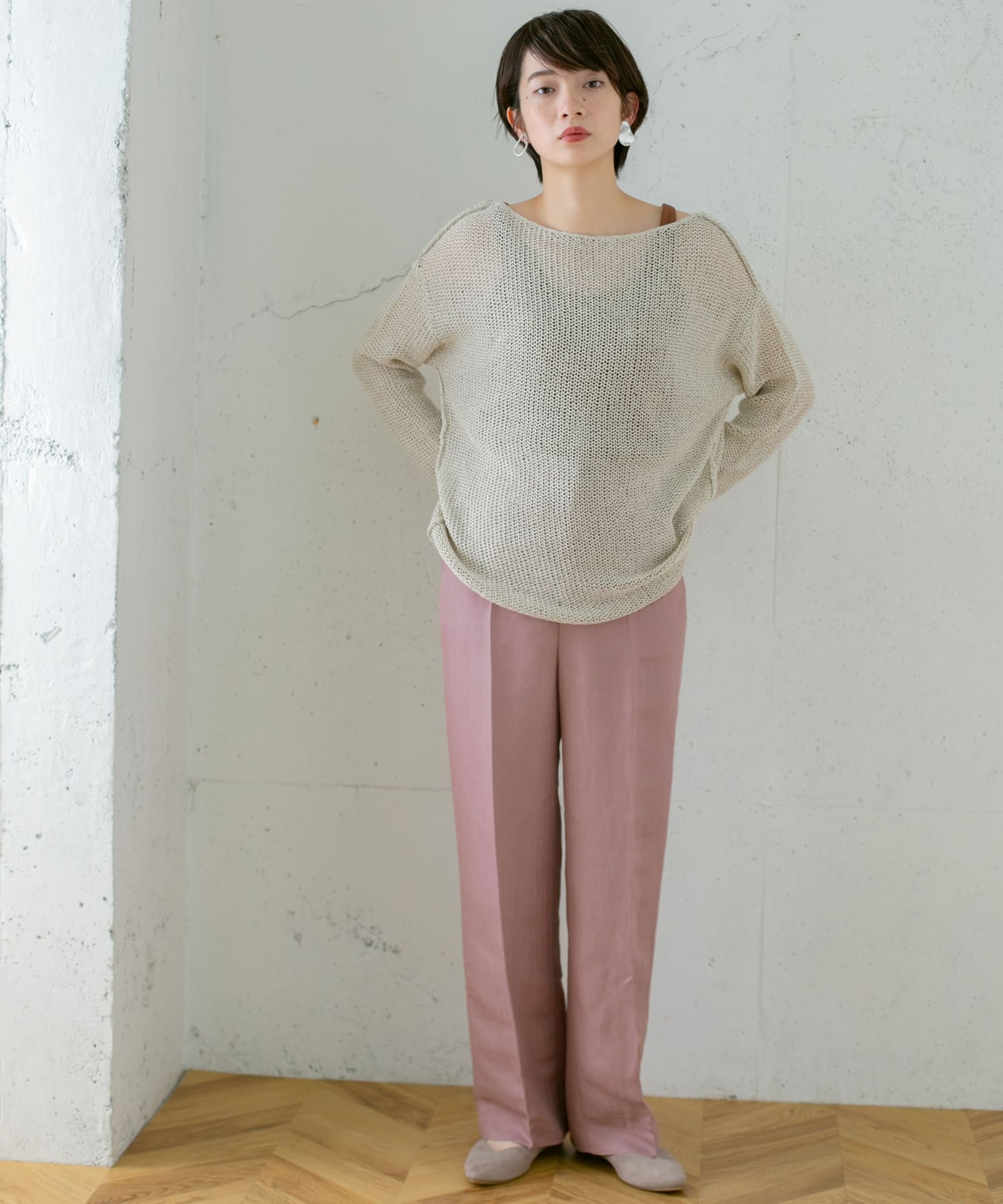 ヘリンボンストレートパンツ∴ PURPLE 36