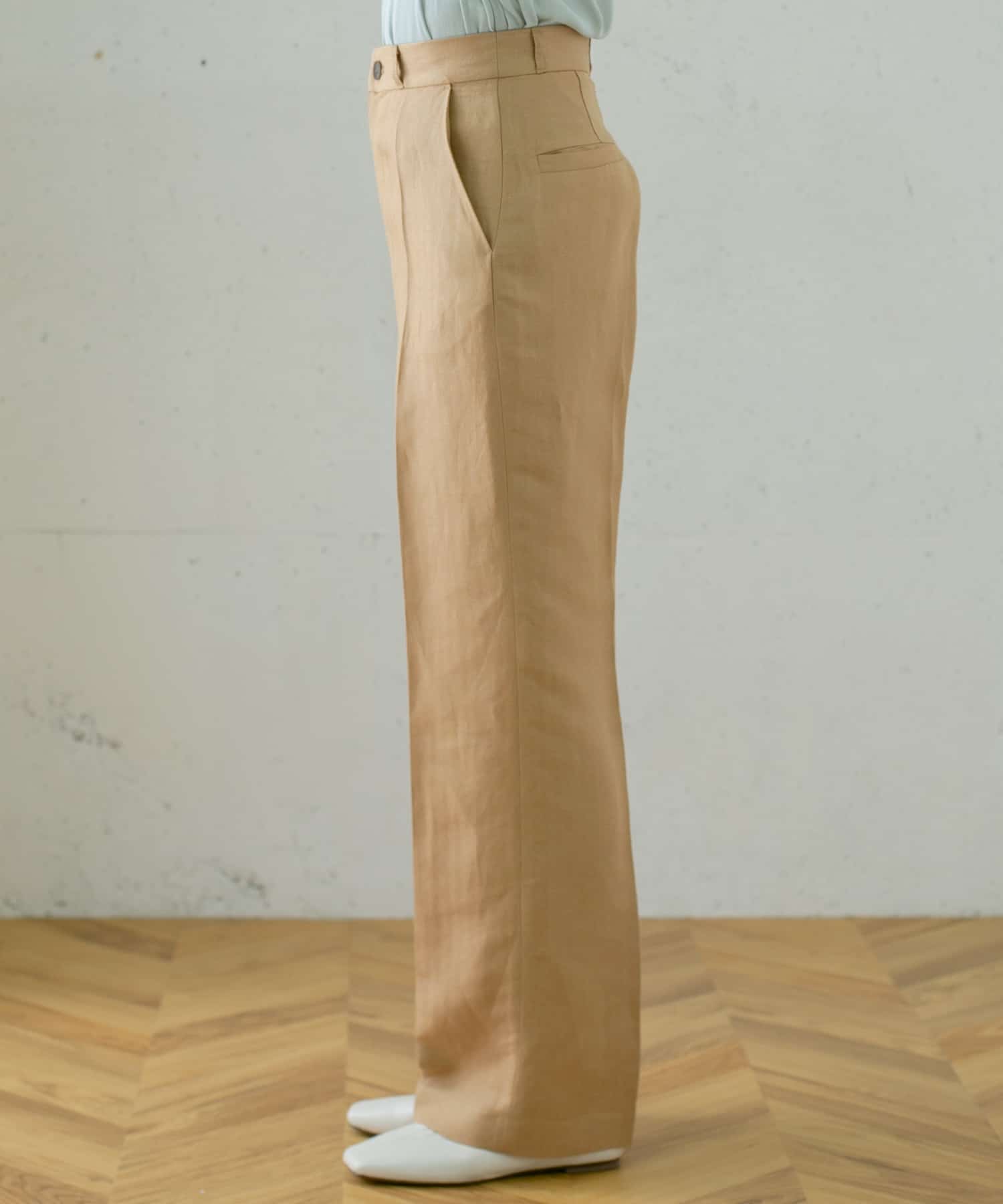 ヘリンボンストレートパンツ∴ CAMEL 36