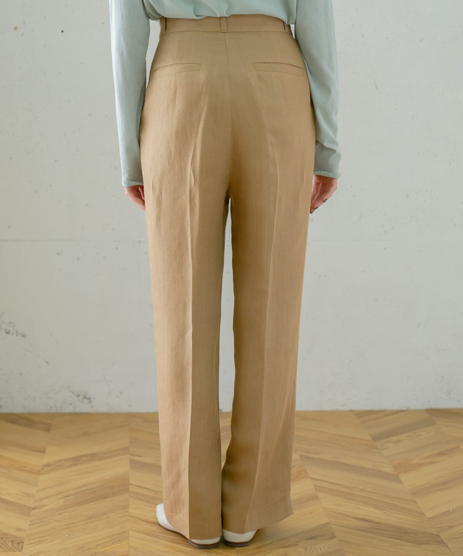 ヘリンボンストレートパンツ∴ CAMEL 36