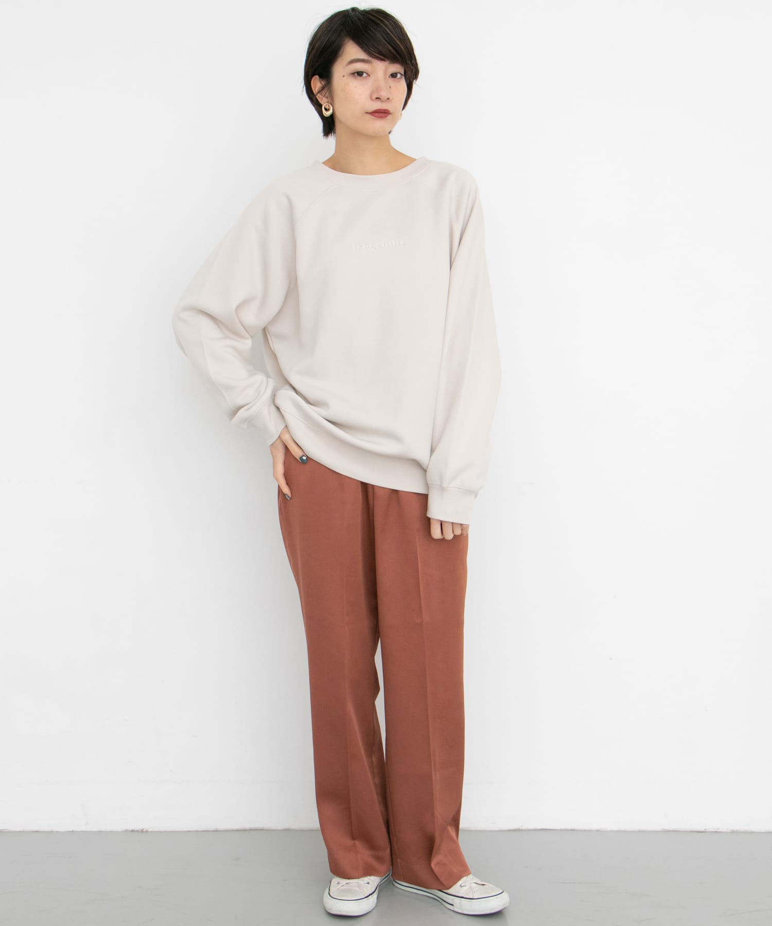 シャイニーセンタープレスパンツ∴ BROWN 36