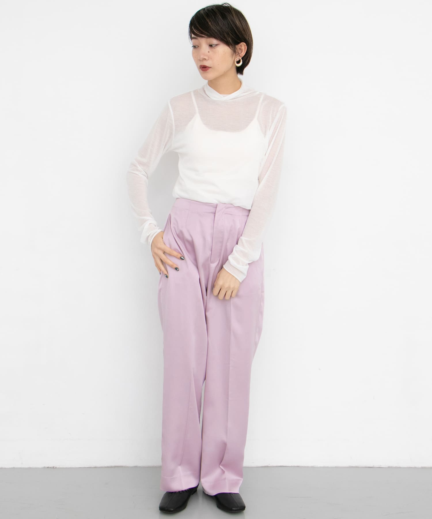 シャイニーセンタープレスパンツ∴ PINK 36