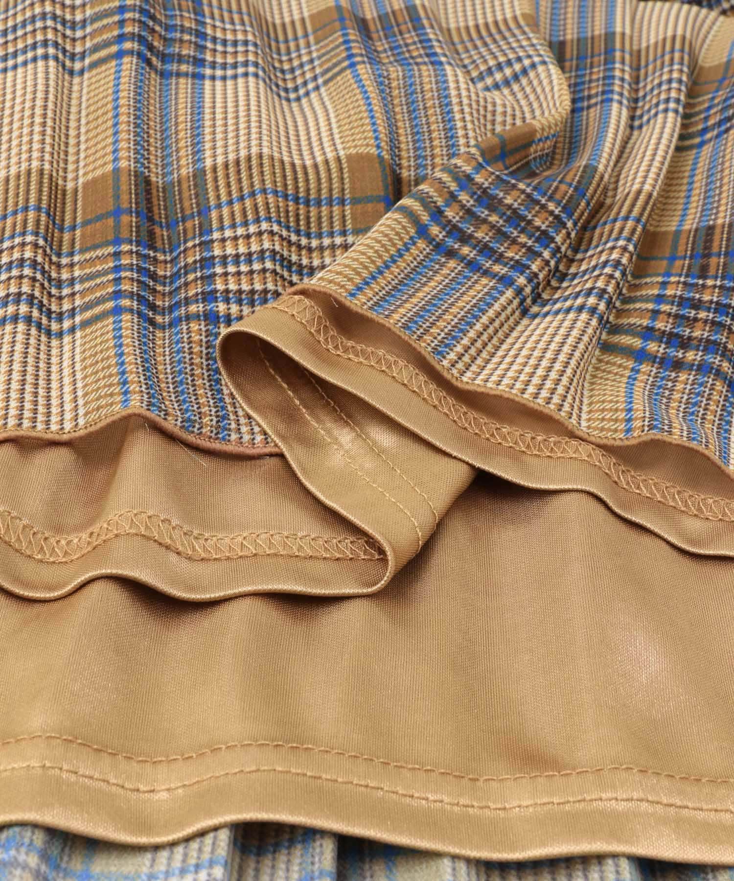 チェック消しプリーツスカート∴ BROWN one