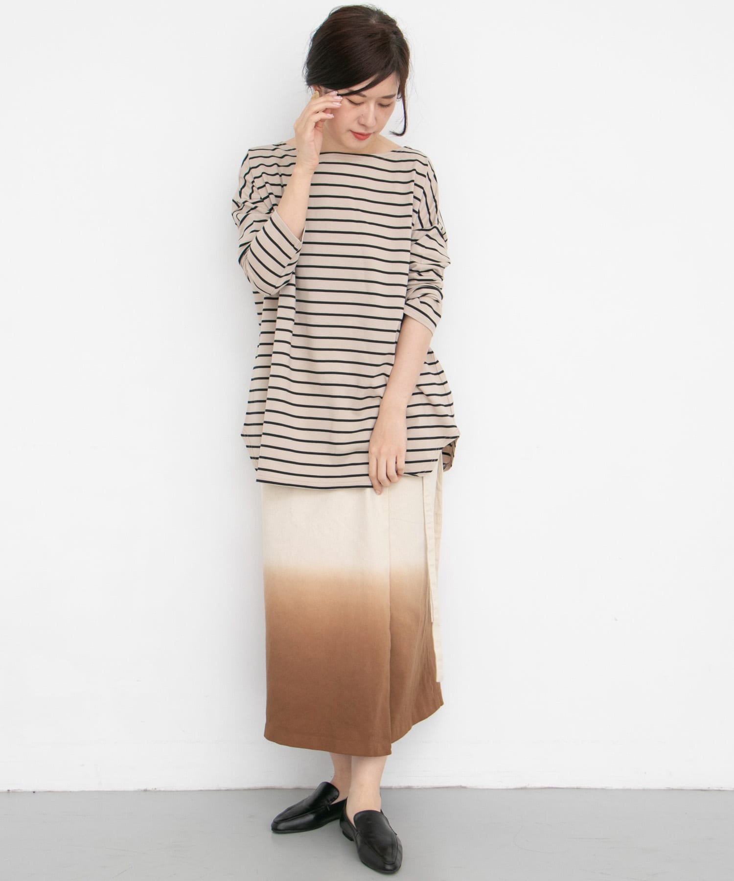 グラデーションディップダイスカート∴ BROWN one