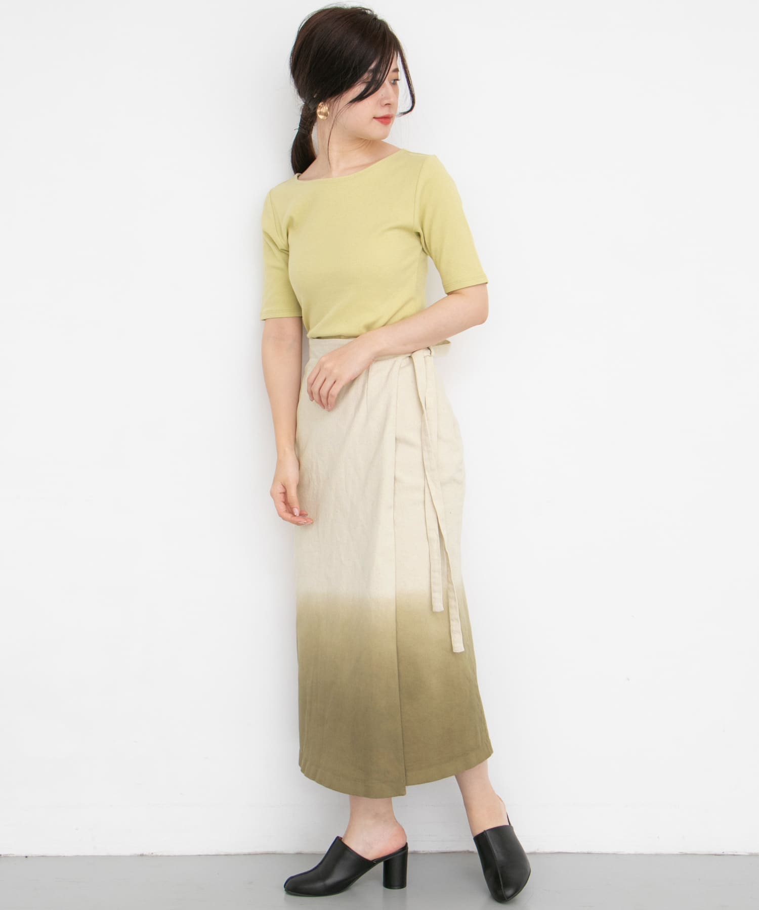 グラデーションディップダイスカート∴ KHAKI one