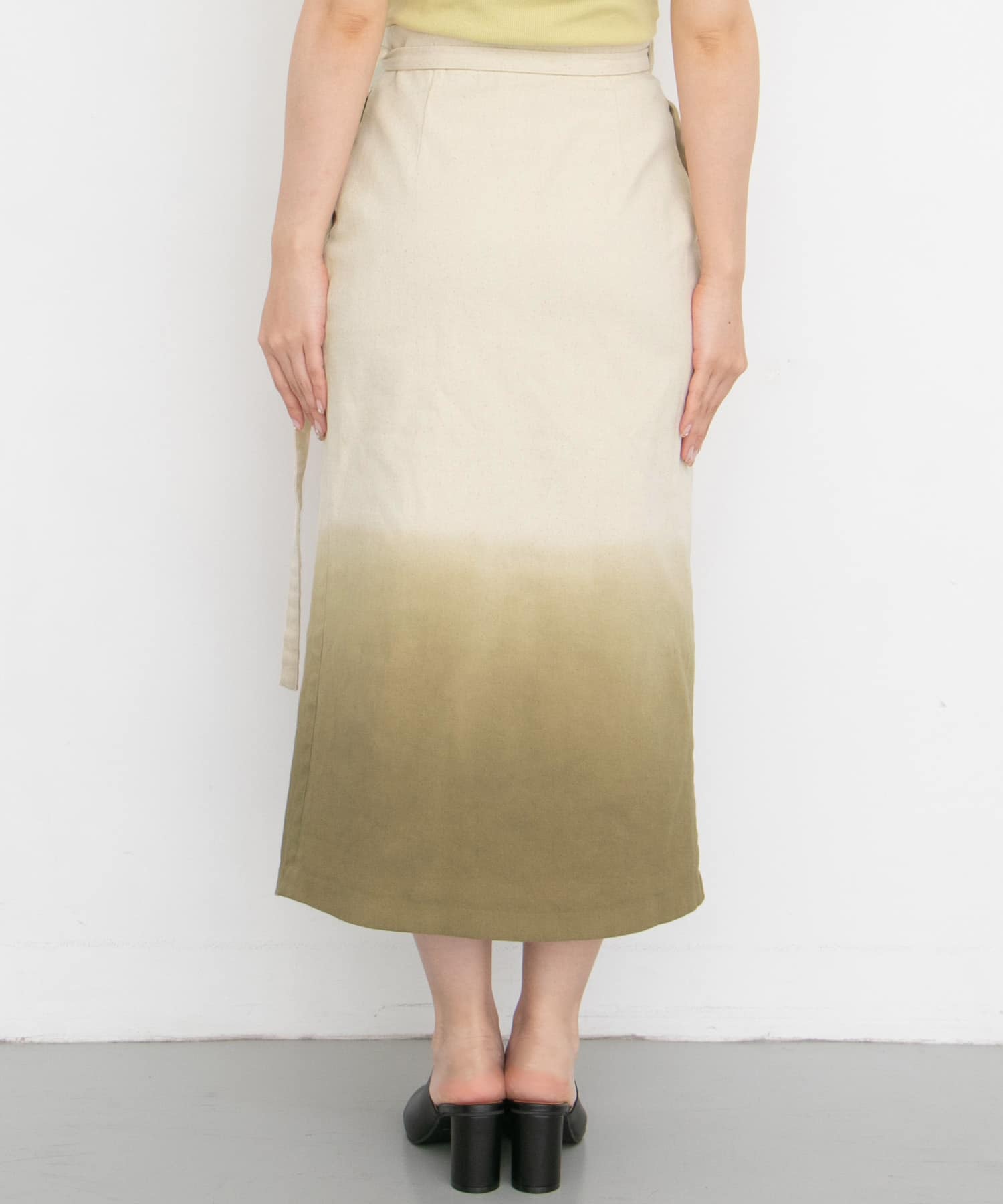 グラデーションディップダイスカート∴ KHAKI one