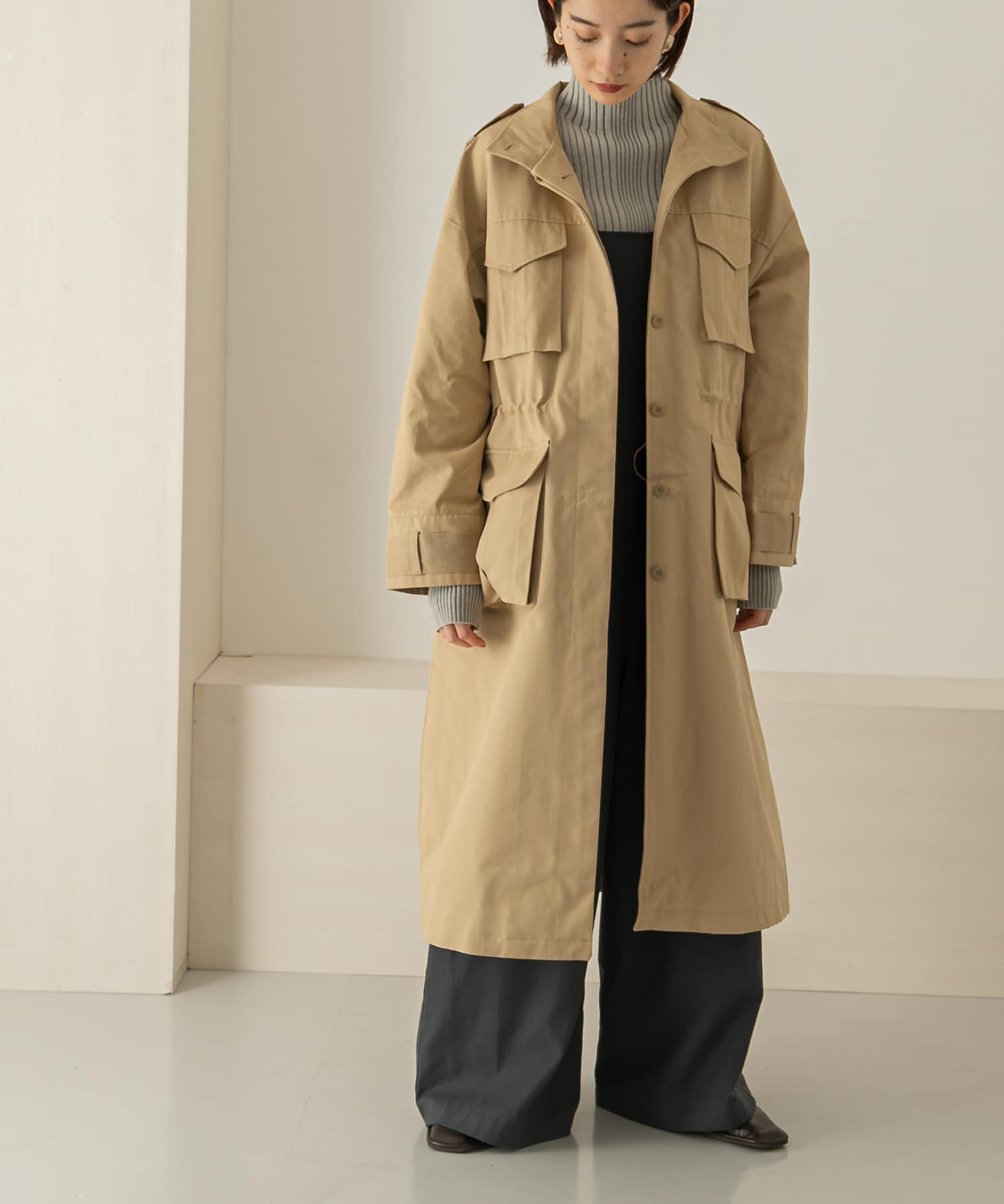 ドロストミリタリーコート BEIGE one