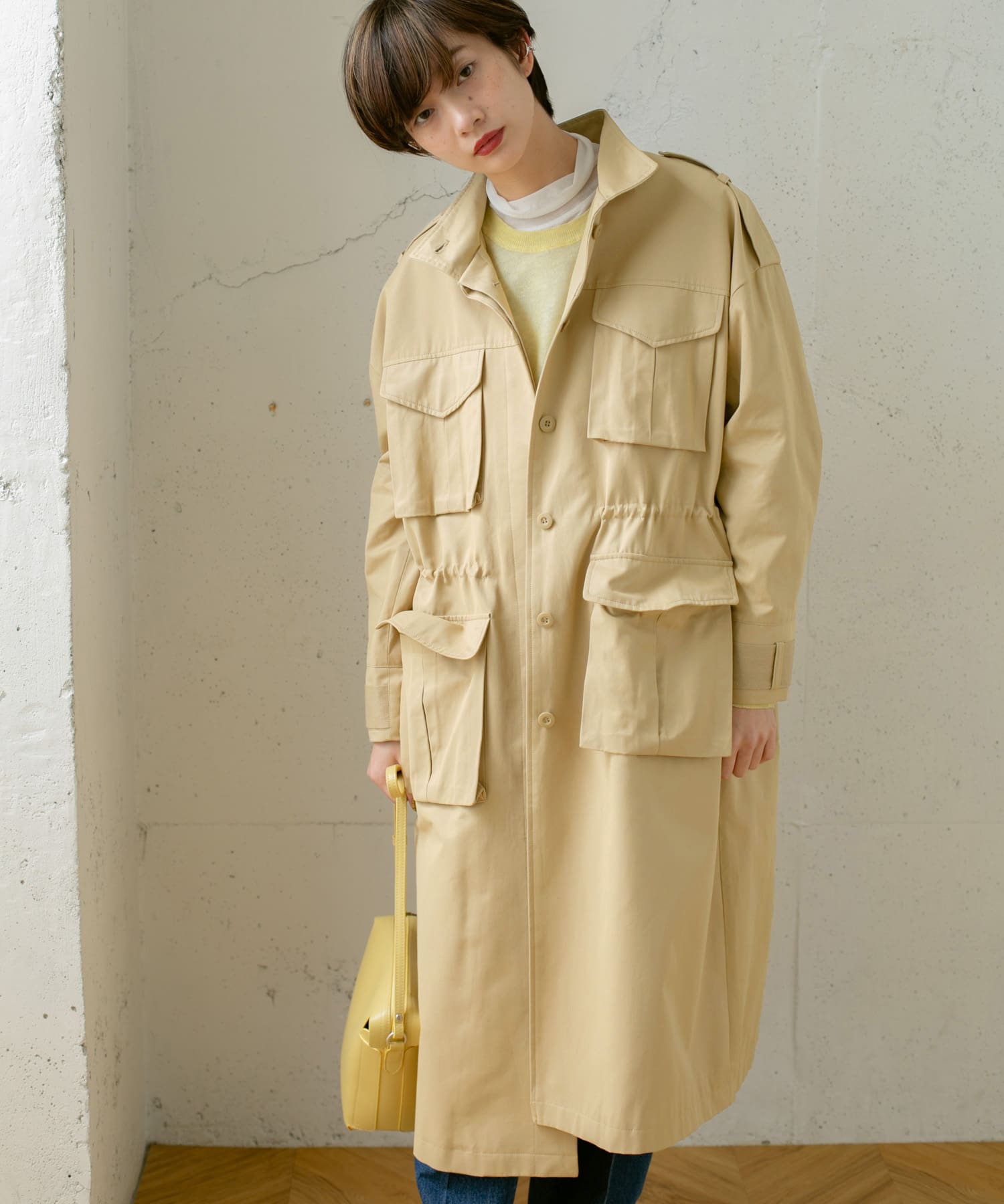 ドロストミリタリーコート BEIGE one