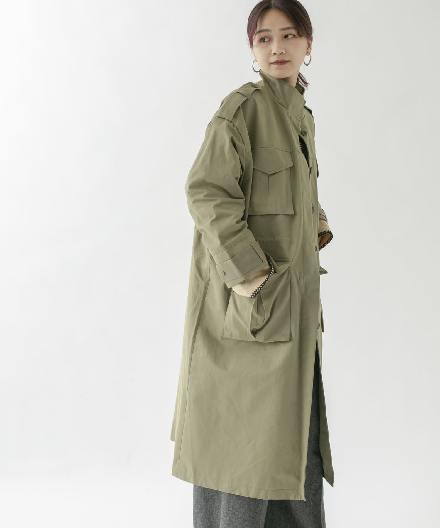 ドロストミリタリーコート KHAKI one