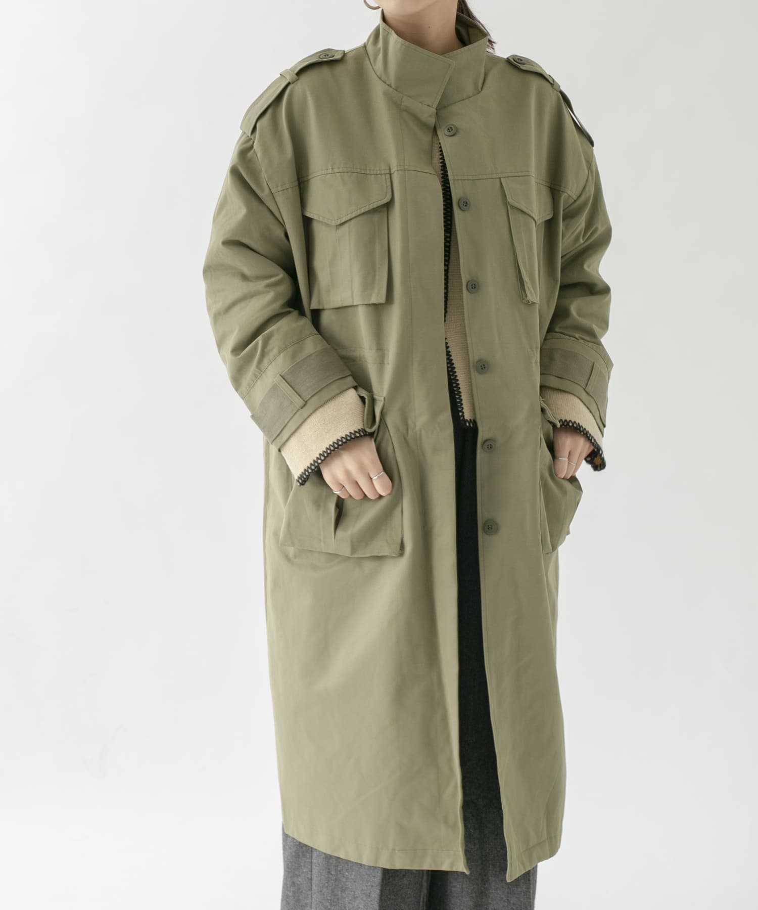 ドロストミリタリーコート KHAKI one