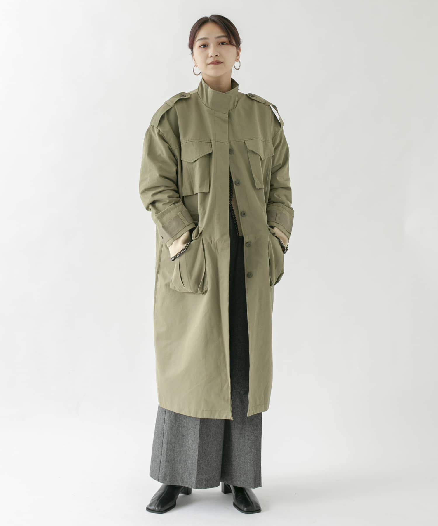 ドロストミリタリーコート KHAKI one
