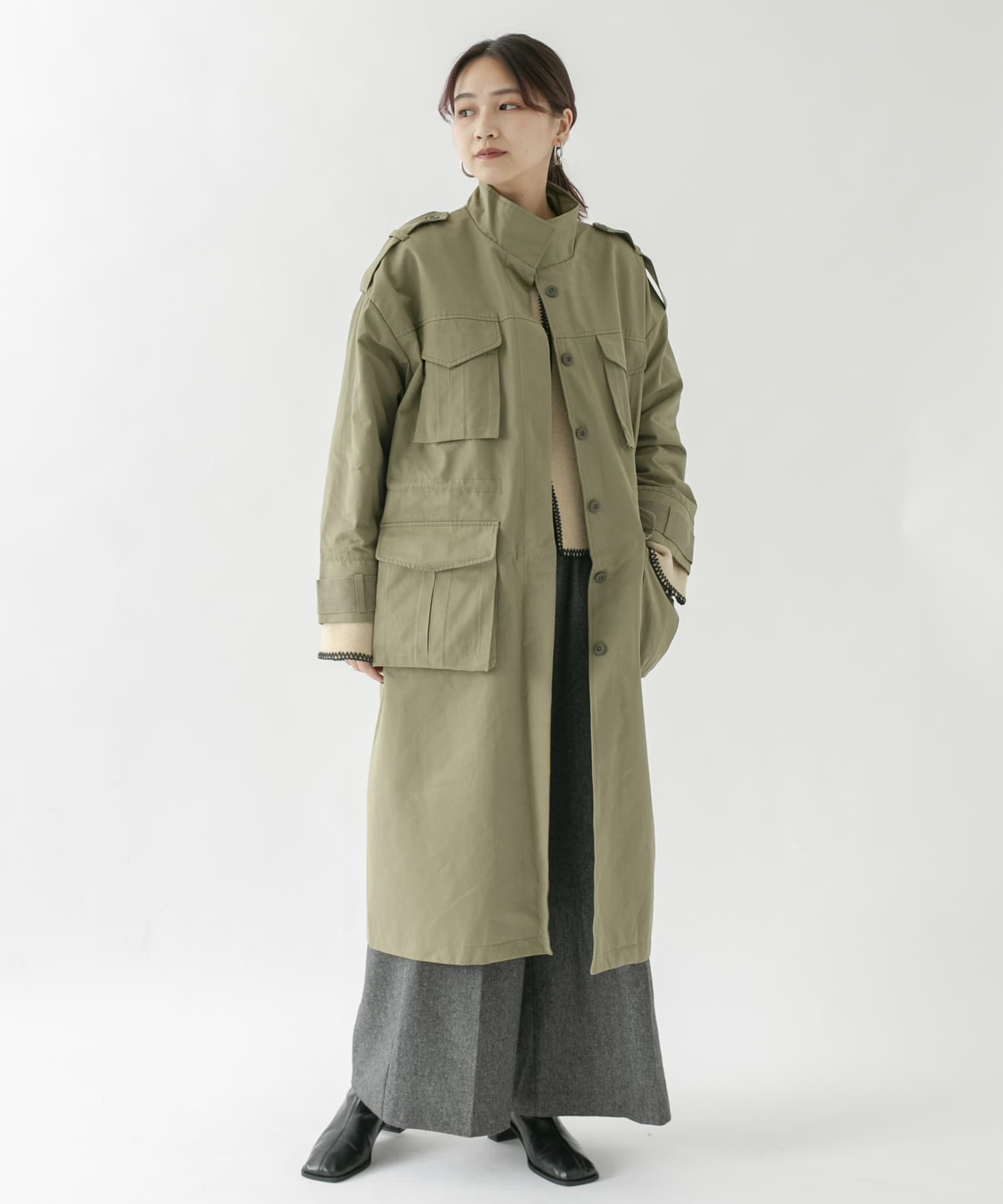 ドロストミリタリーコート KHAKI one