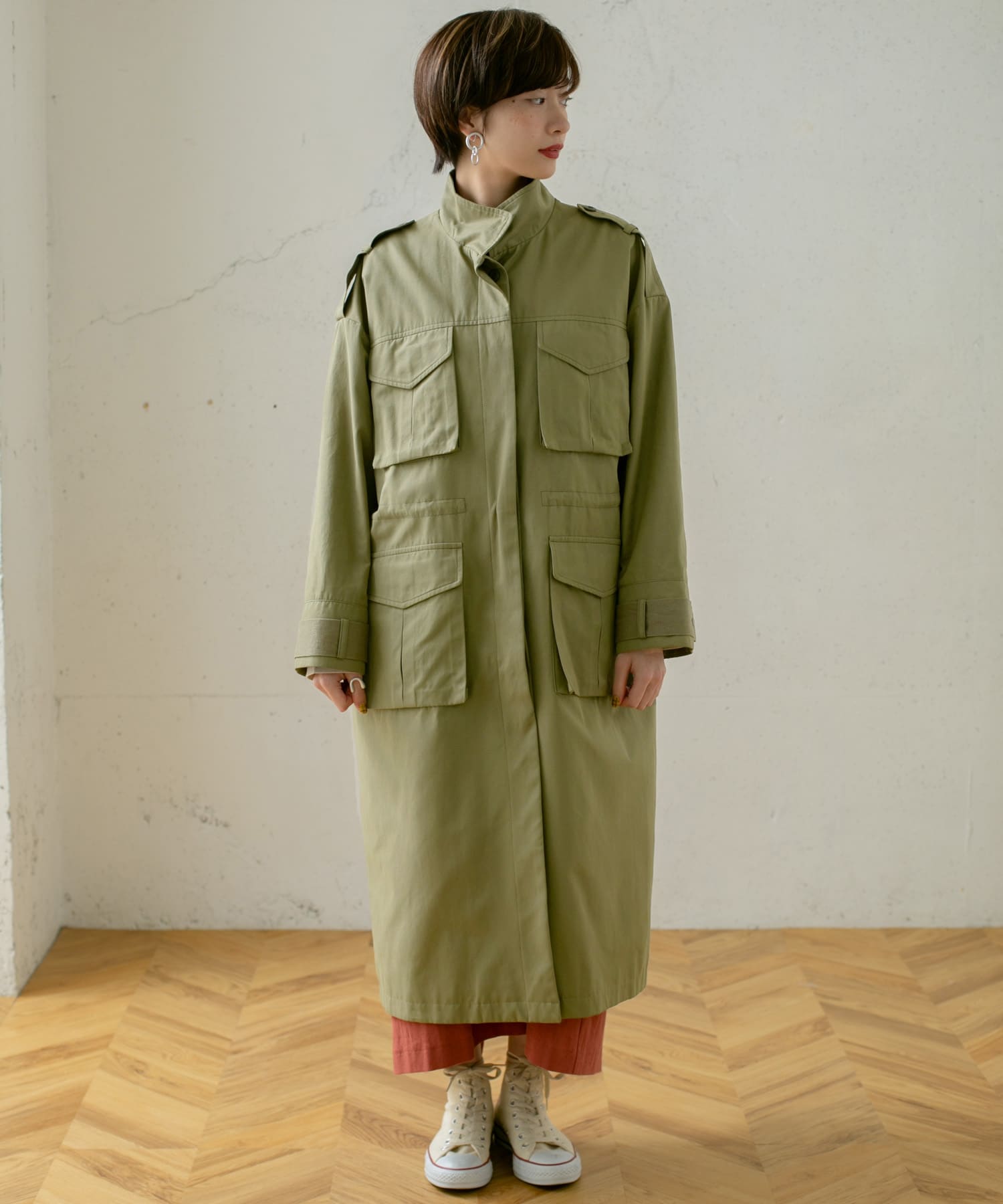 ドロストミリタリーコート KHAKI one
