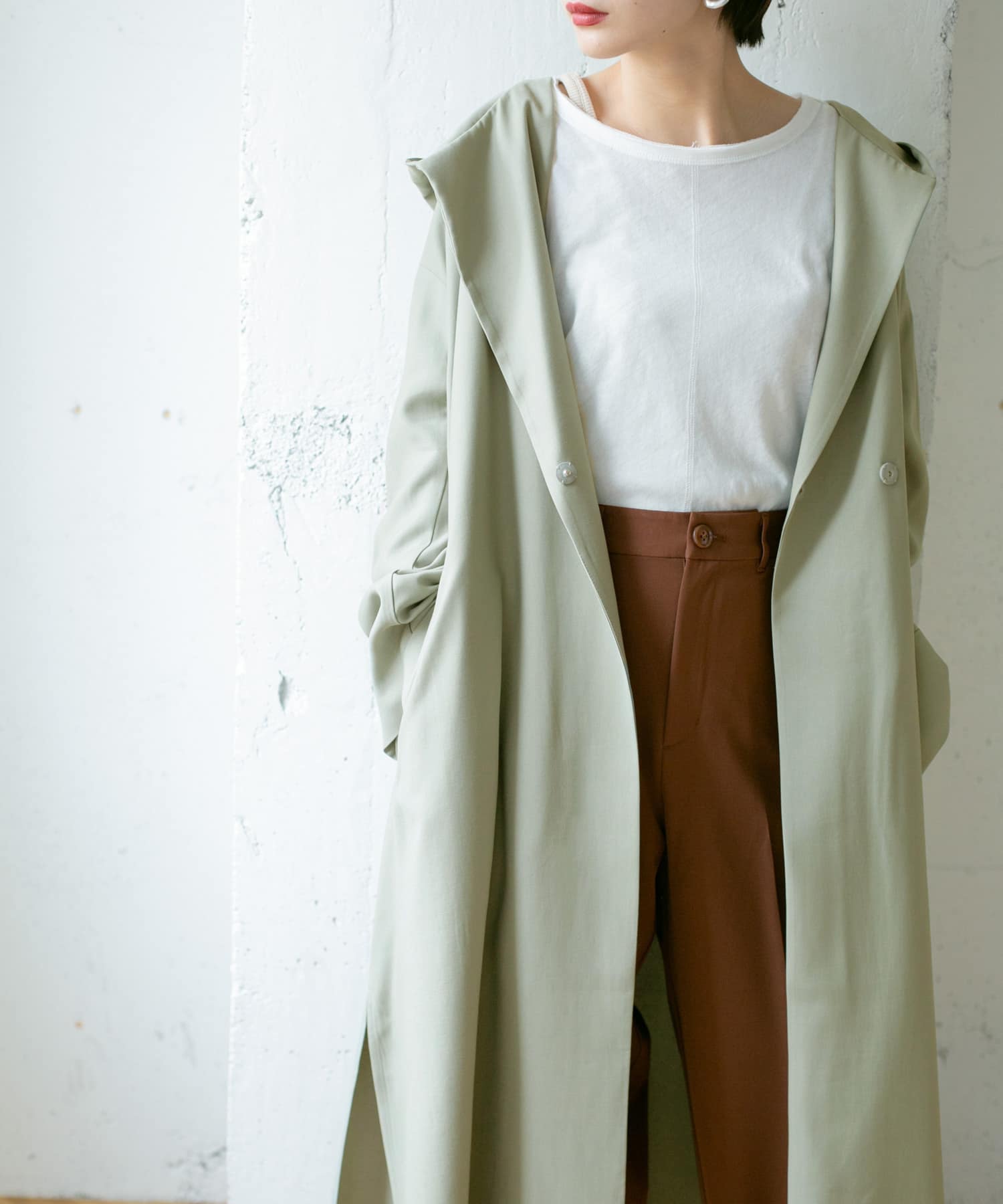 レイヤードフーディーコート GREEN one