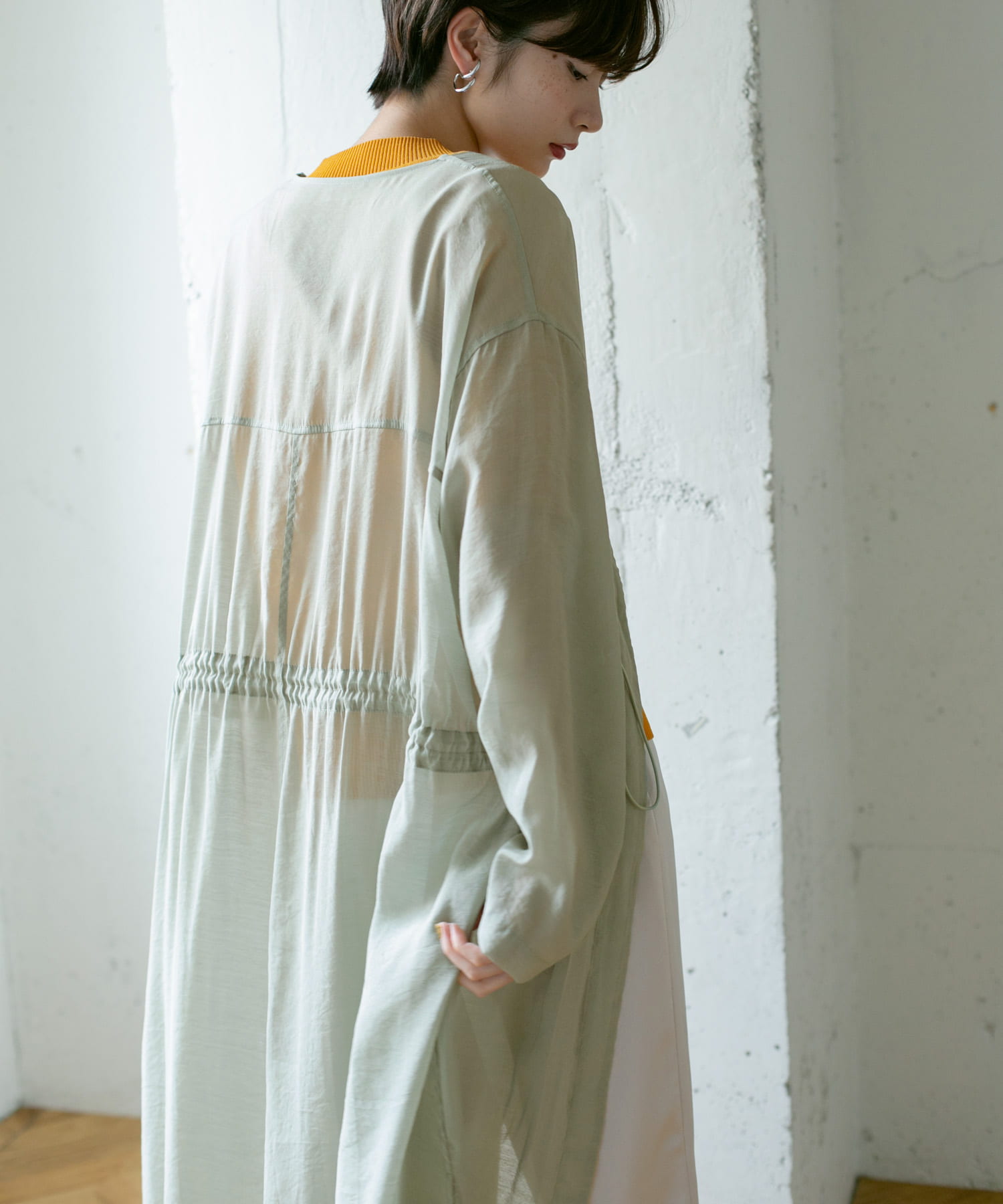 レイヤードフーディーコート GREEN one
