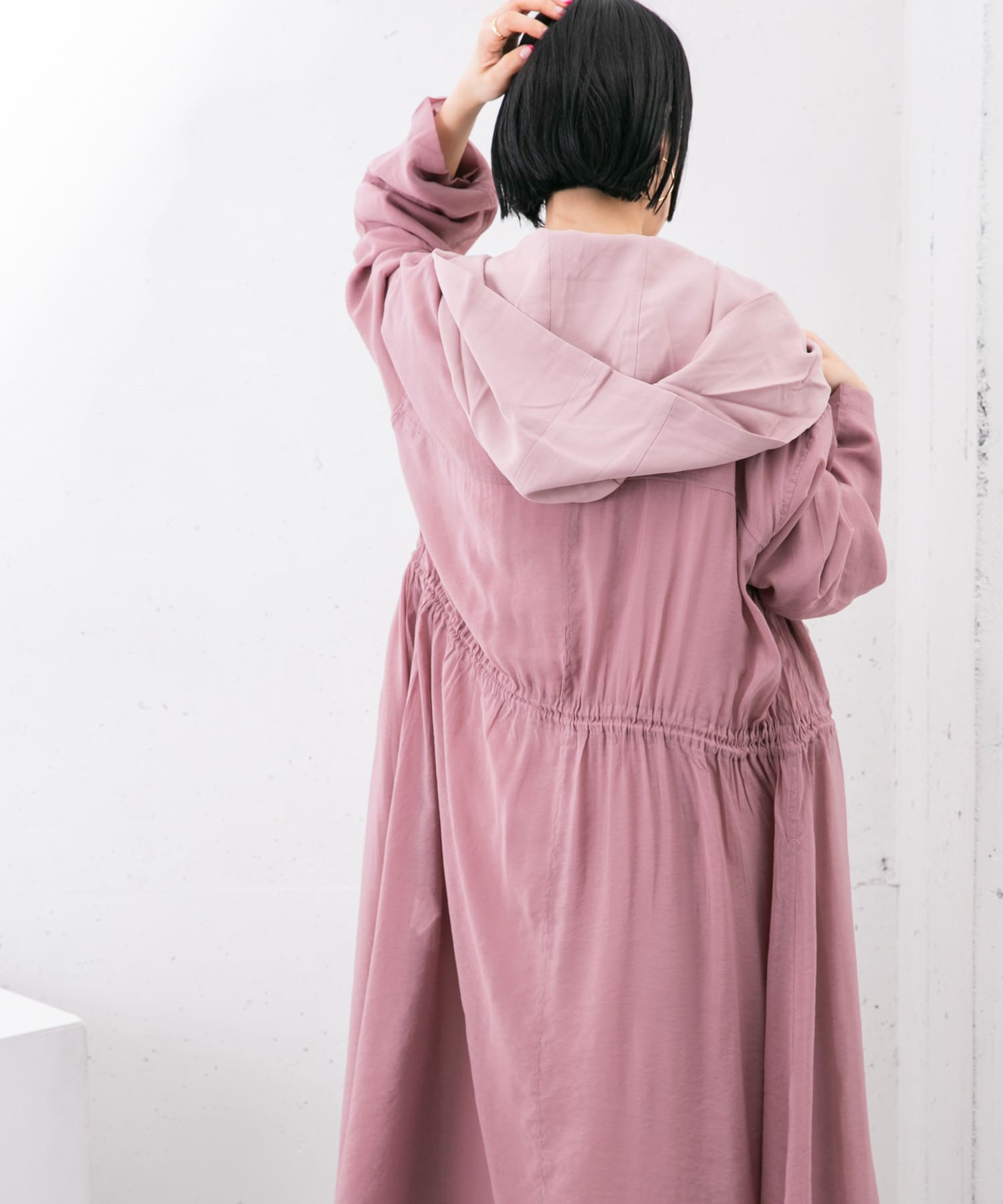 レイヤードフーディーコート PINK one