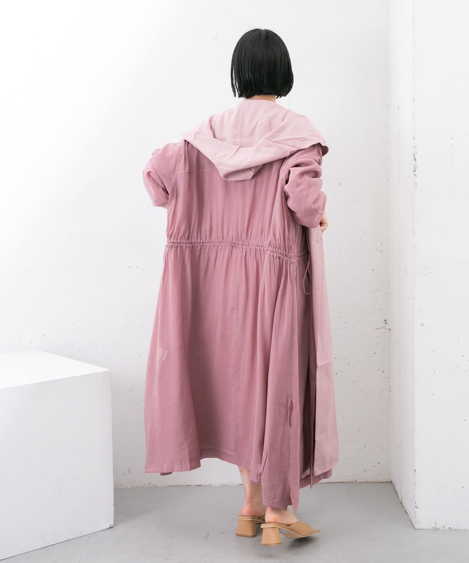 レイヤードフーディーコート PINK one