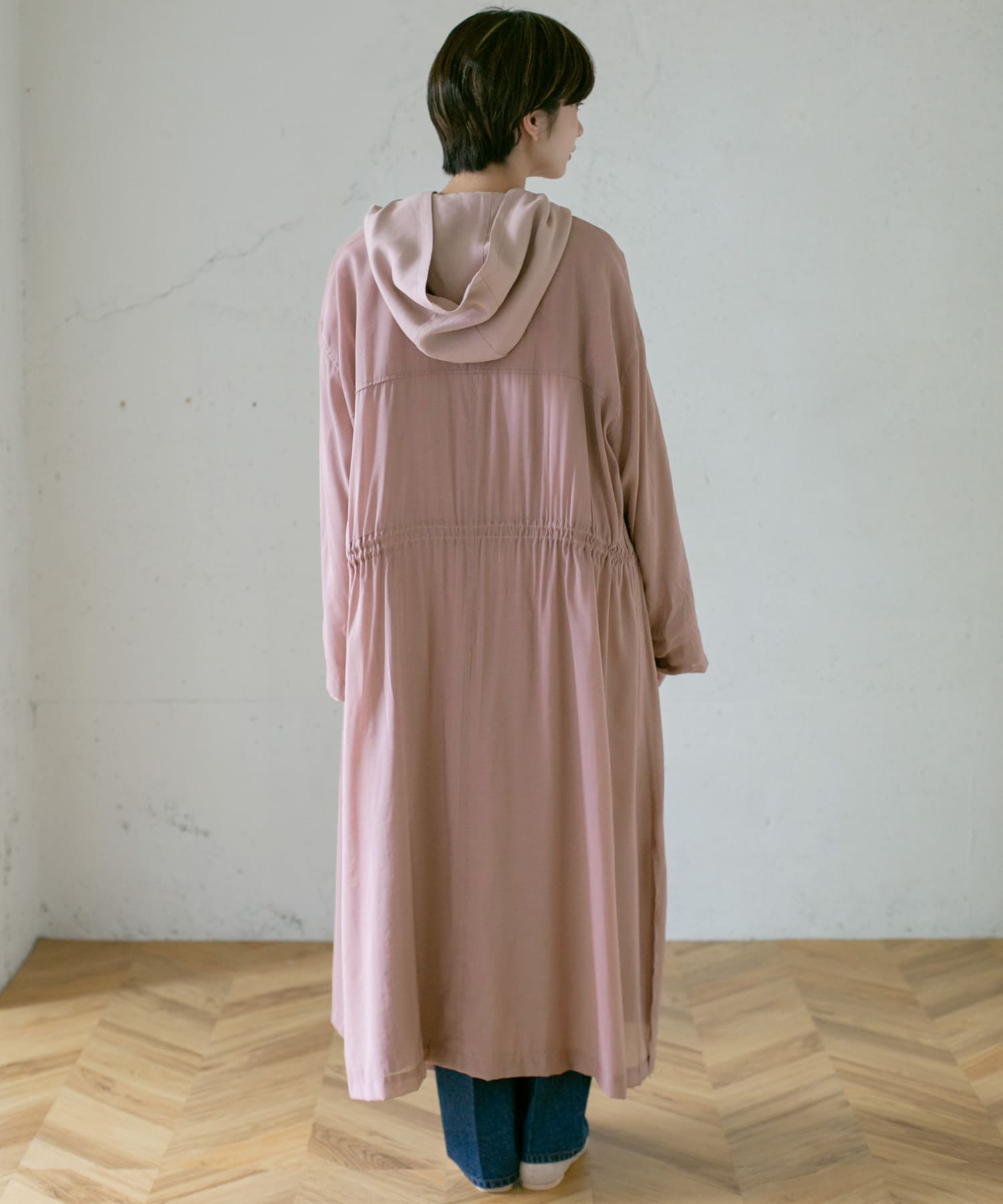 レイヤードフーディーコート PINK one