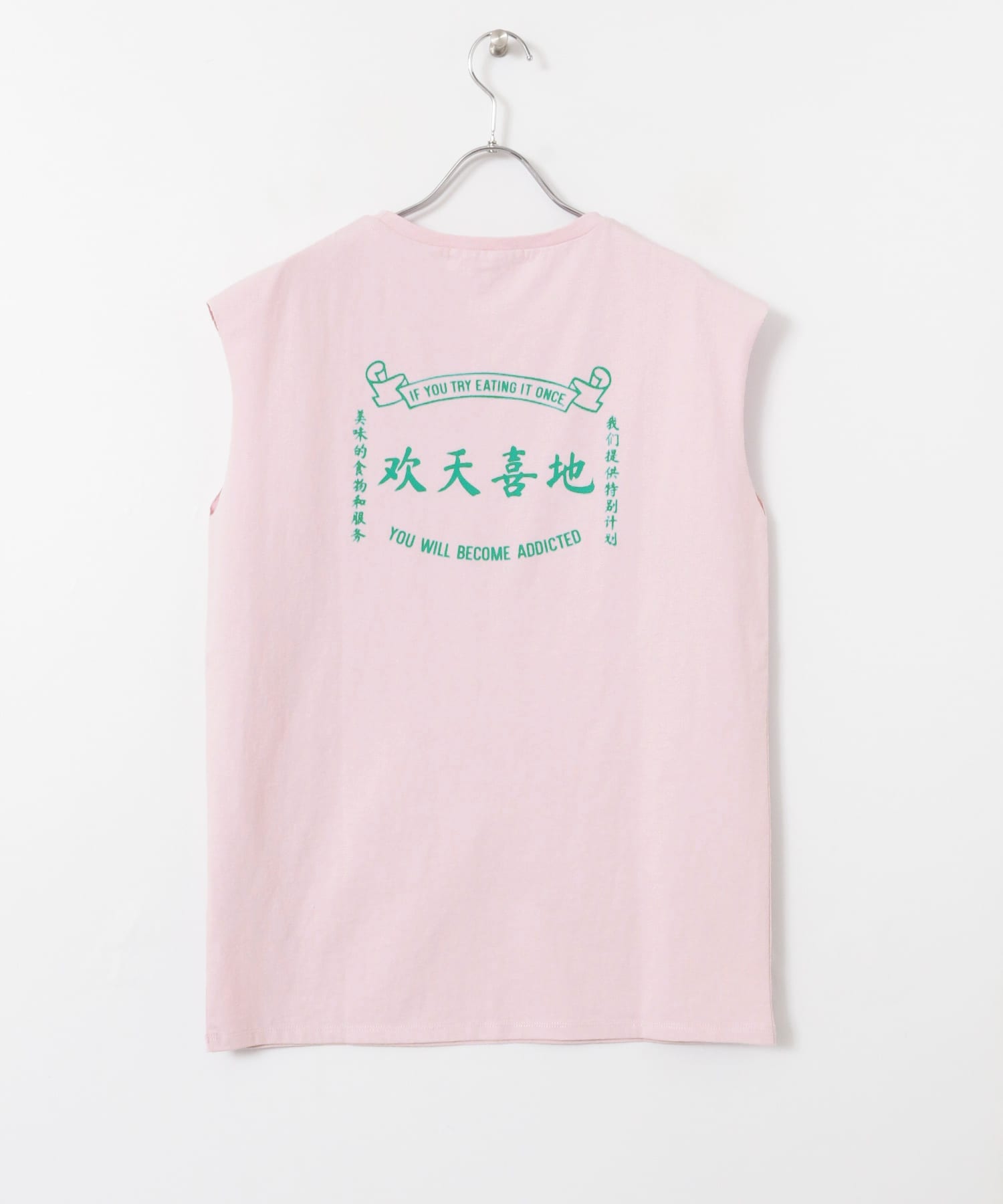 チャイニーズプリントTシャツ∴ PINK one