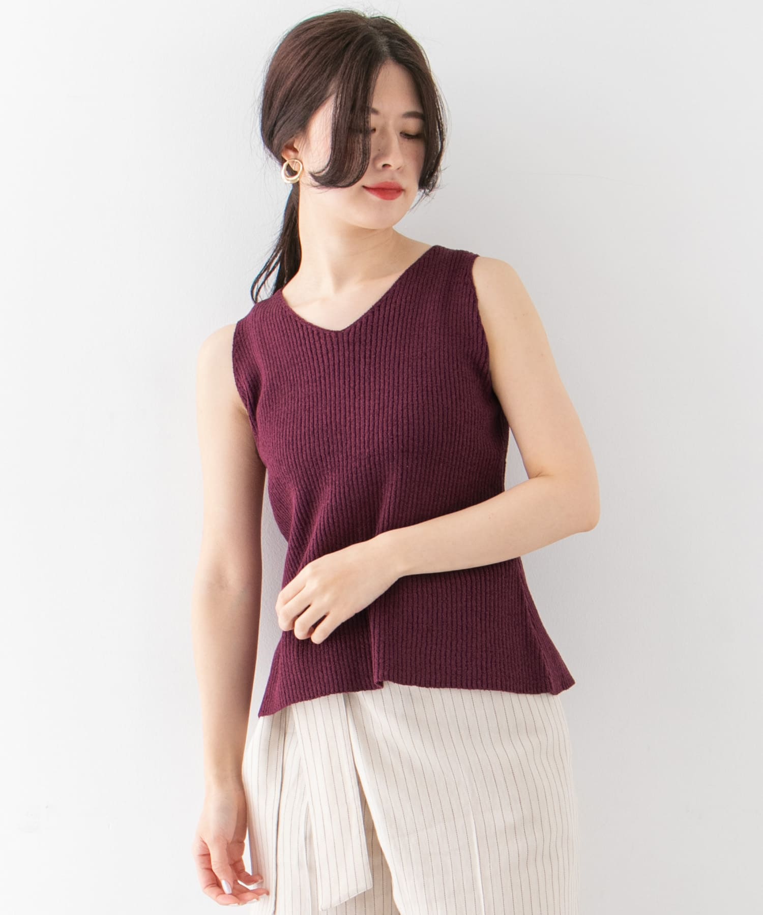 BACKレースアップニットプルオーバー∴