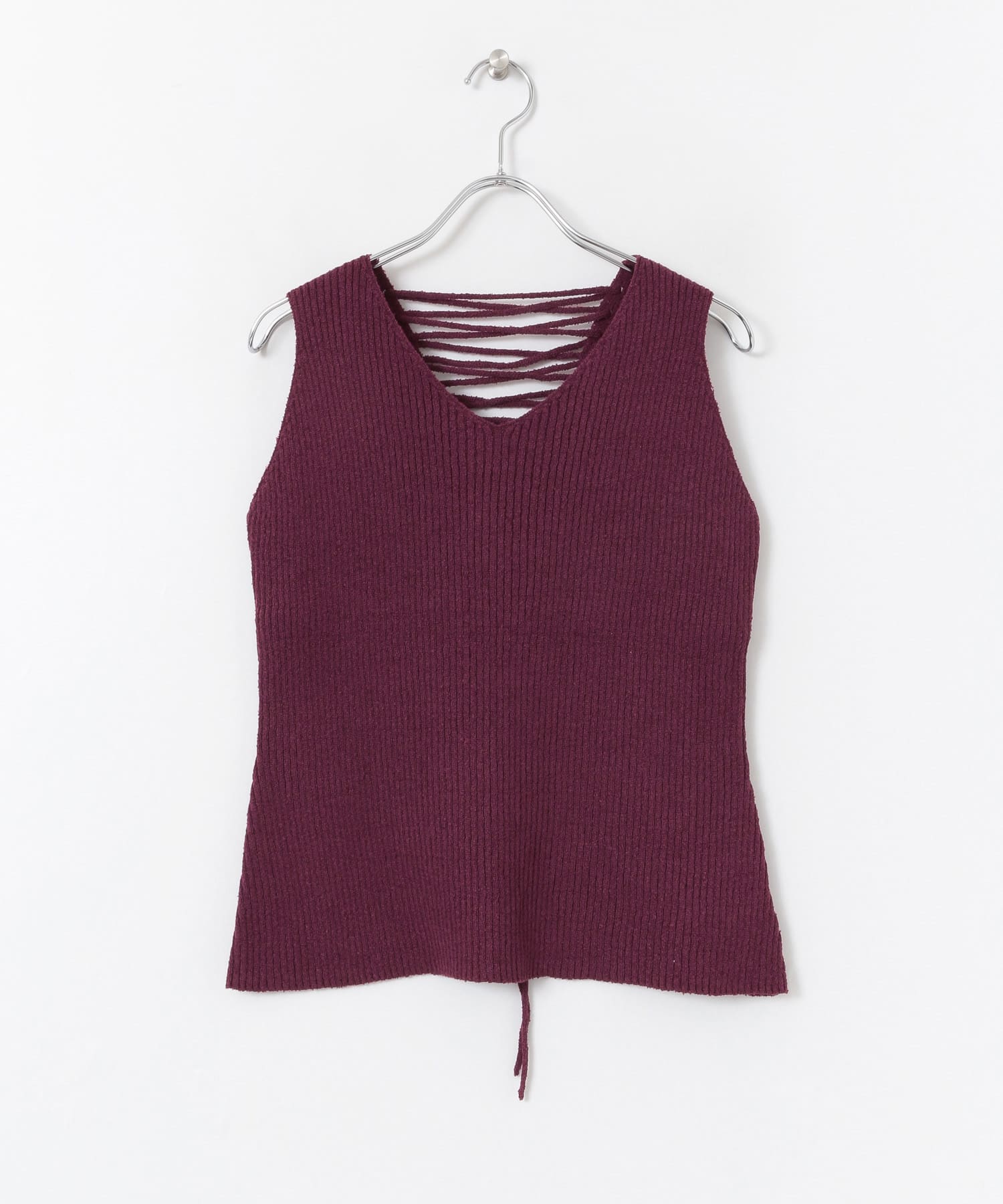 BACKレースアップニットプルオーバー∴ PURPLE one