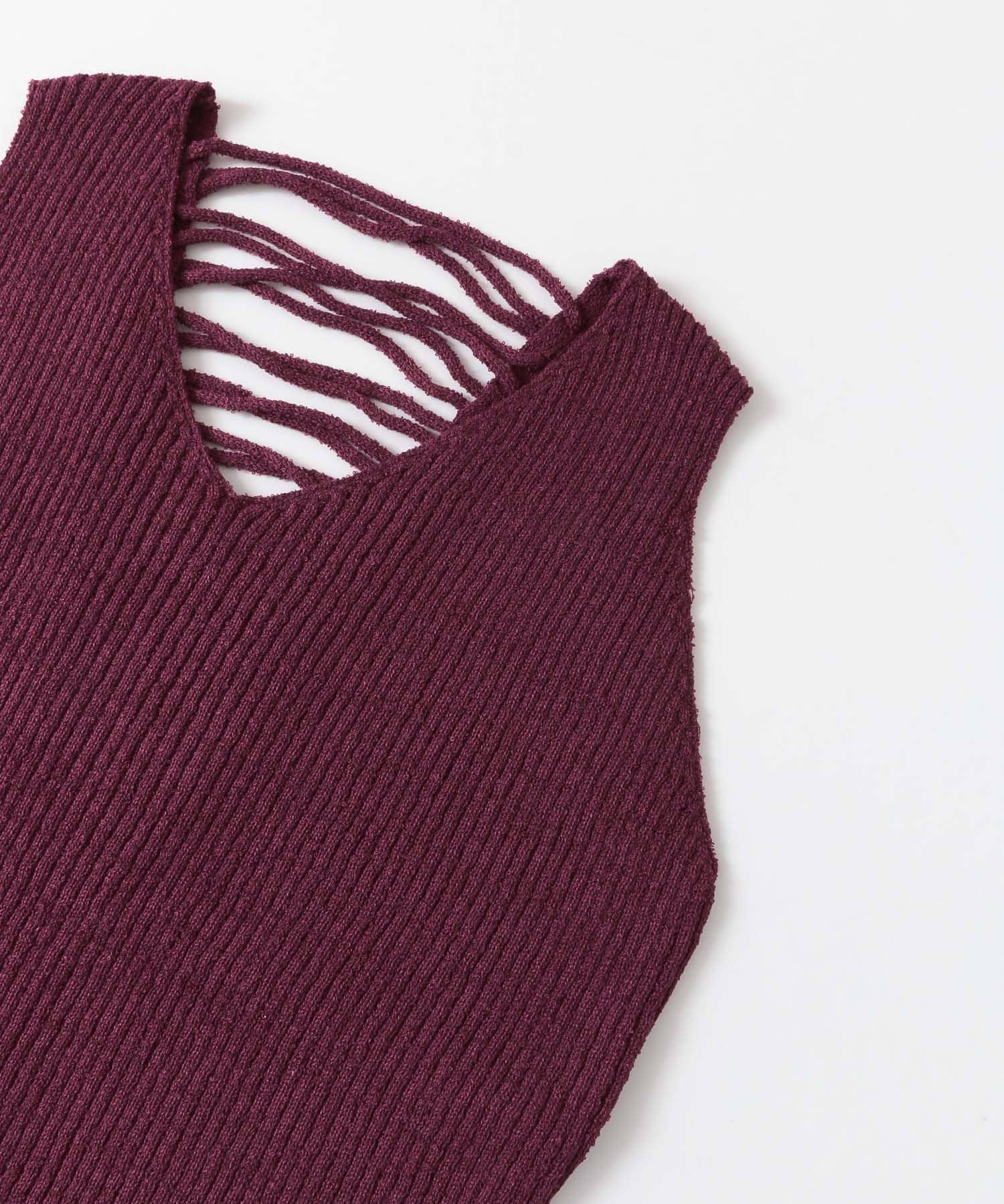 BACKレースアップニットプルオーバー∴ PURPLE one