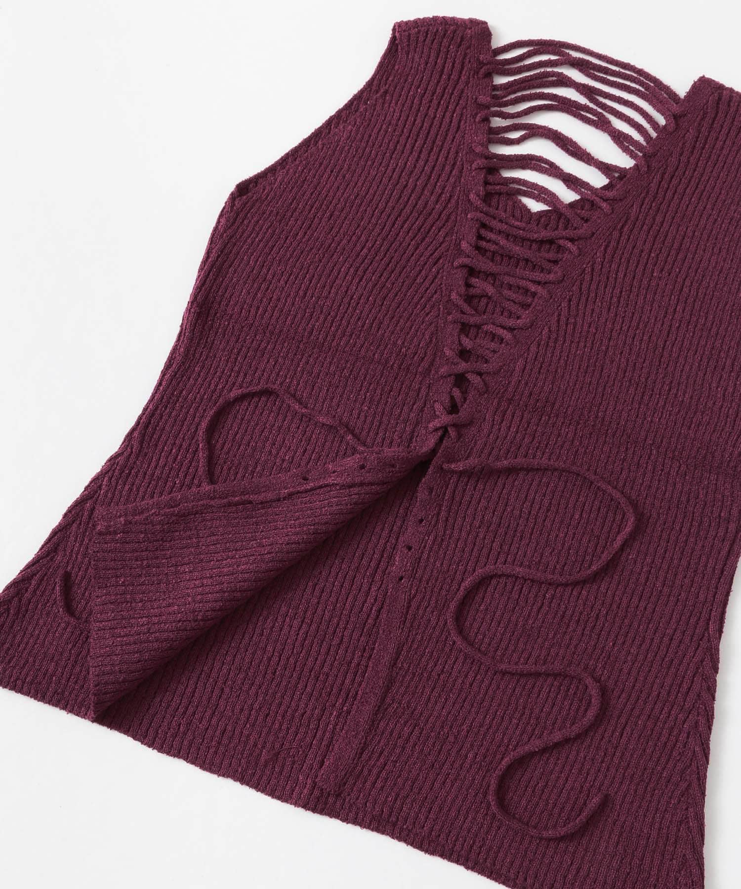 BACKレースアップニットプルオーバー∴ PURPLE one