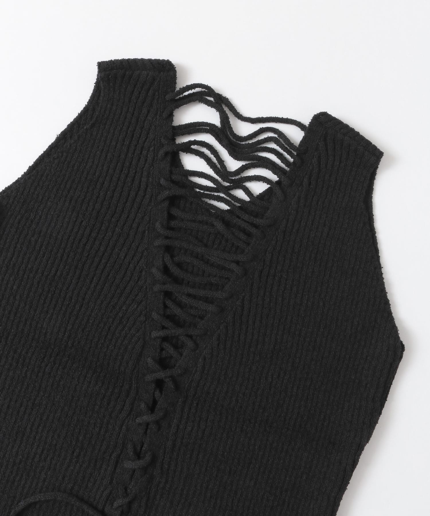 BACKレースアップニットプルオーバー∴ BLACK one