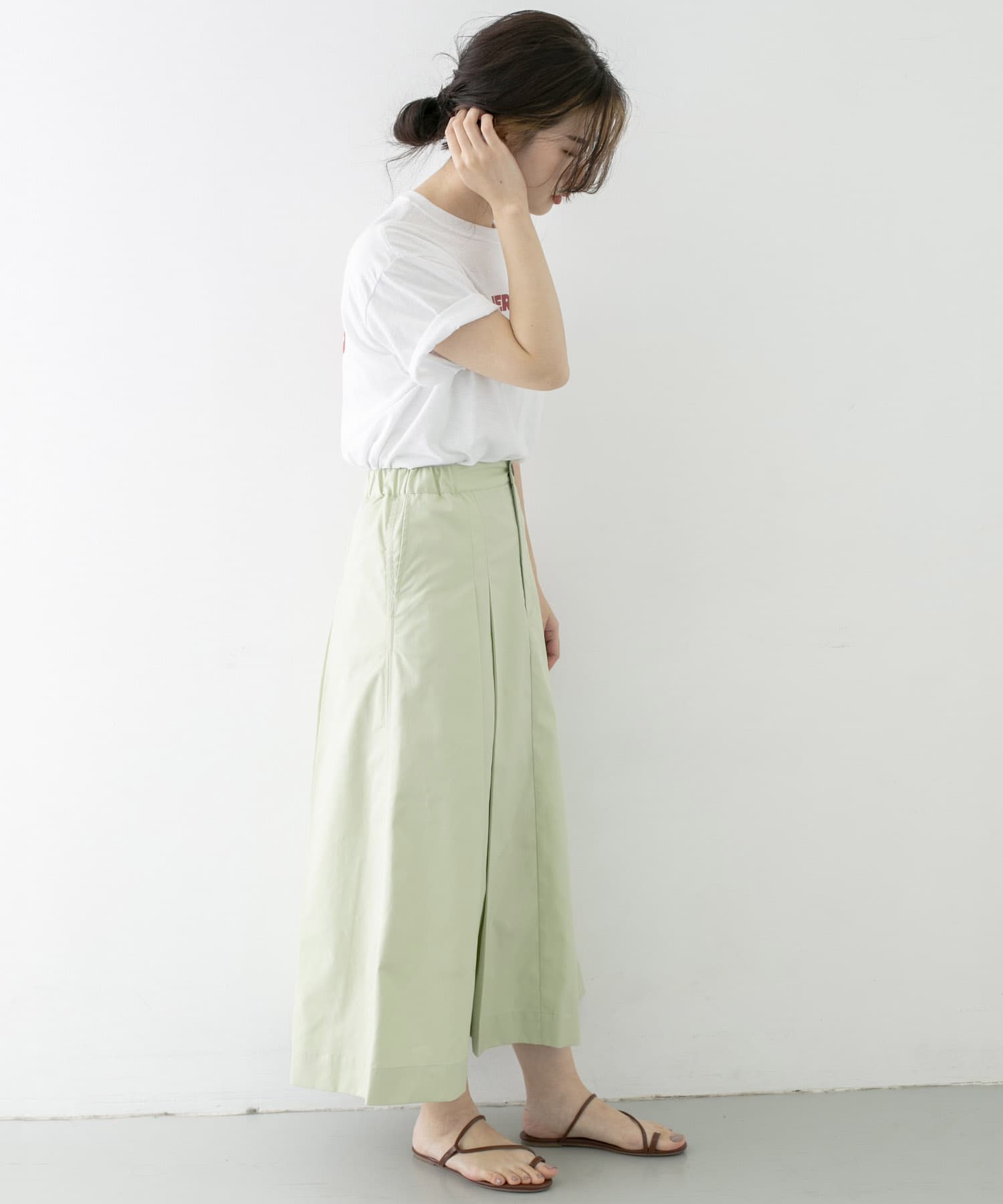 UR TECH ワイドタックスカート∴ MINT one