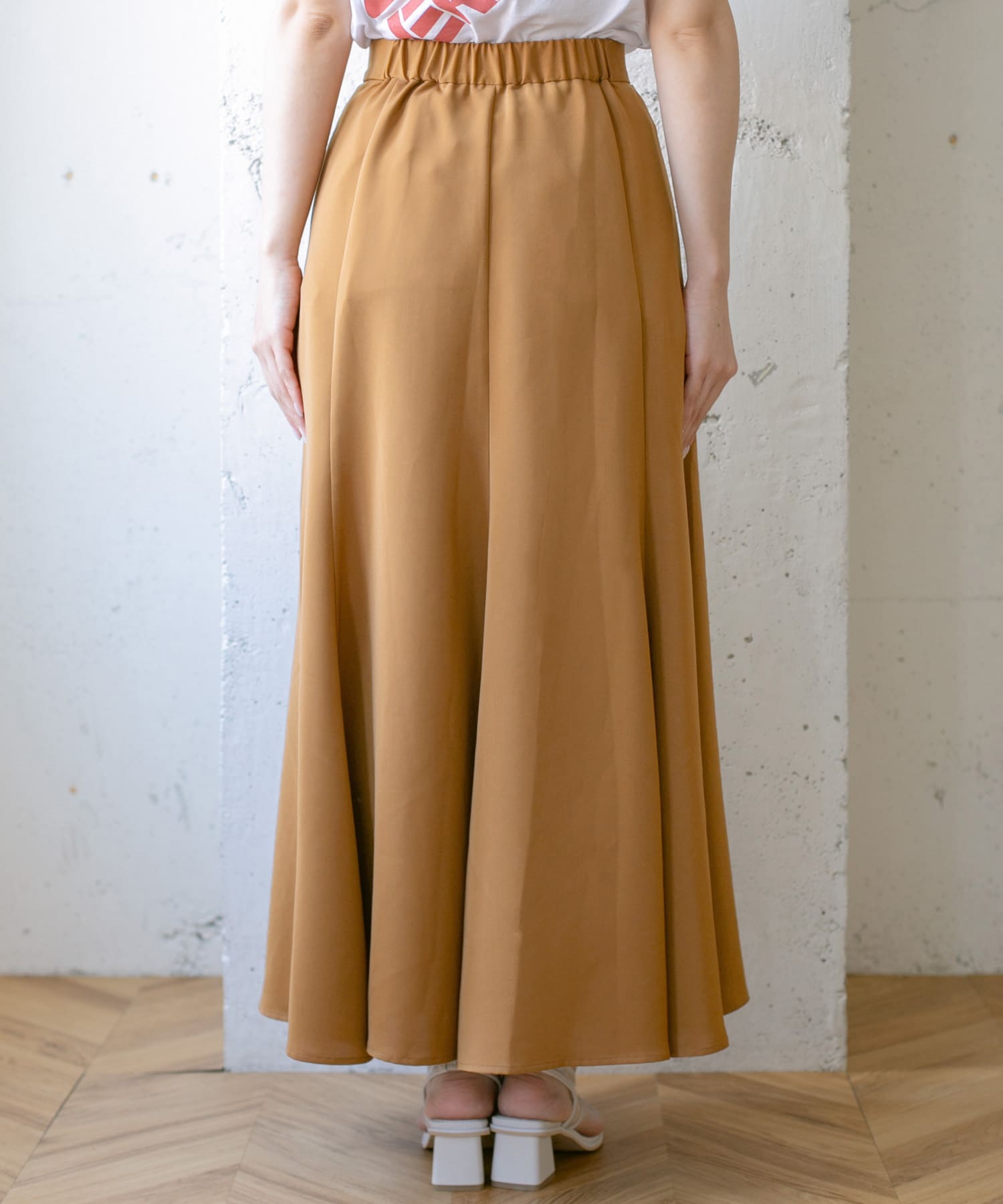 フロントボタンフレアースカート∴ BROWN one