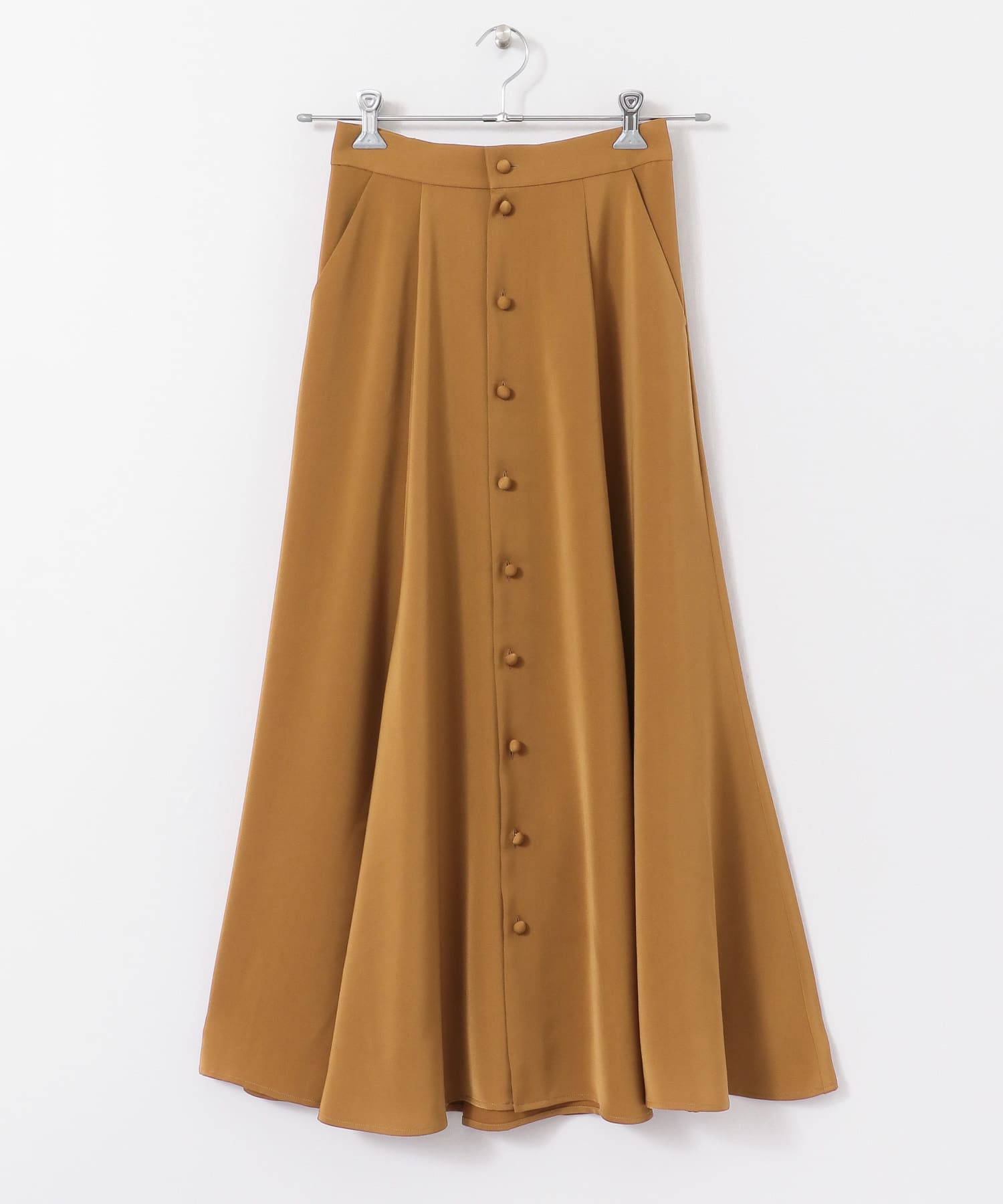 フロントボタンフレアースカート∴ BROWN one