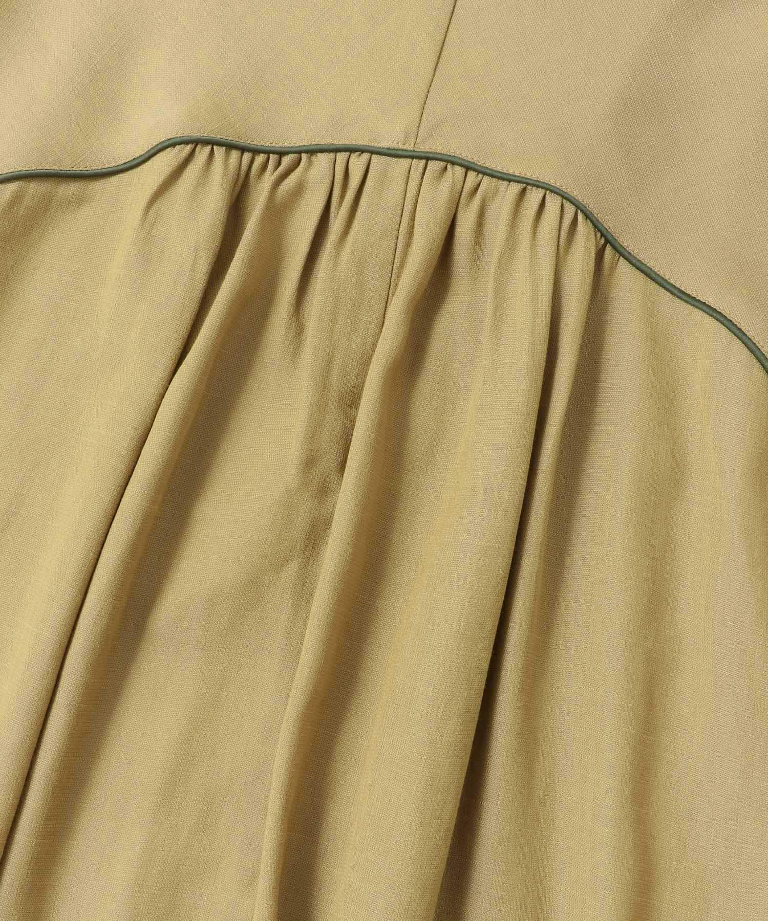 カラーパイピングガウン∴ KHAKI one