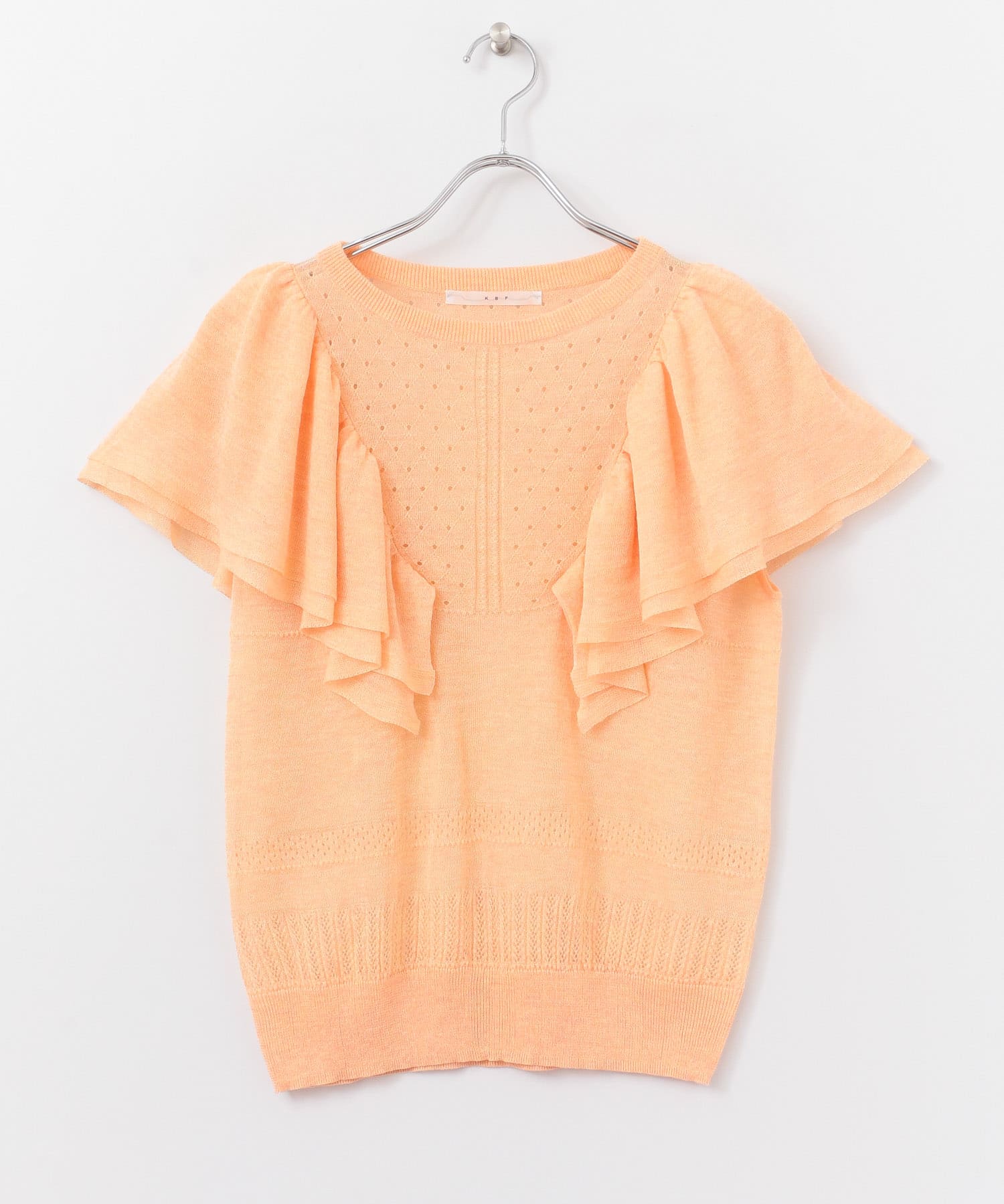 透かし編みフリルニット∴ ORANGE one