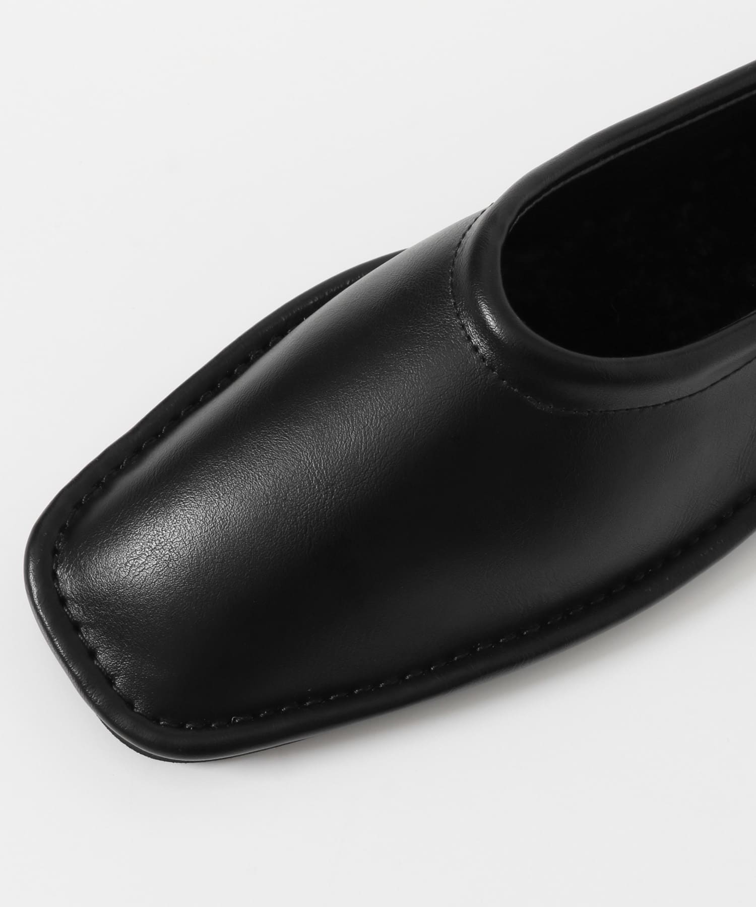 スクエアステッチレースアップパンプス∴ BLACK 36
