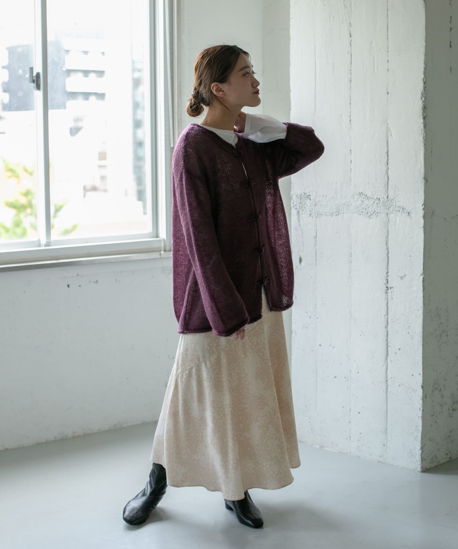 アシメ切替マーメイドスカート∴ L.GREIGE one
