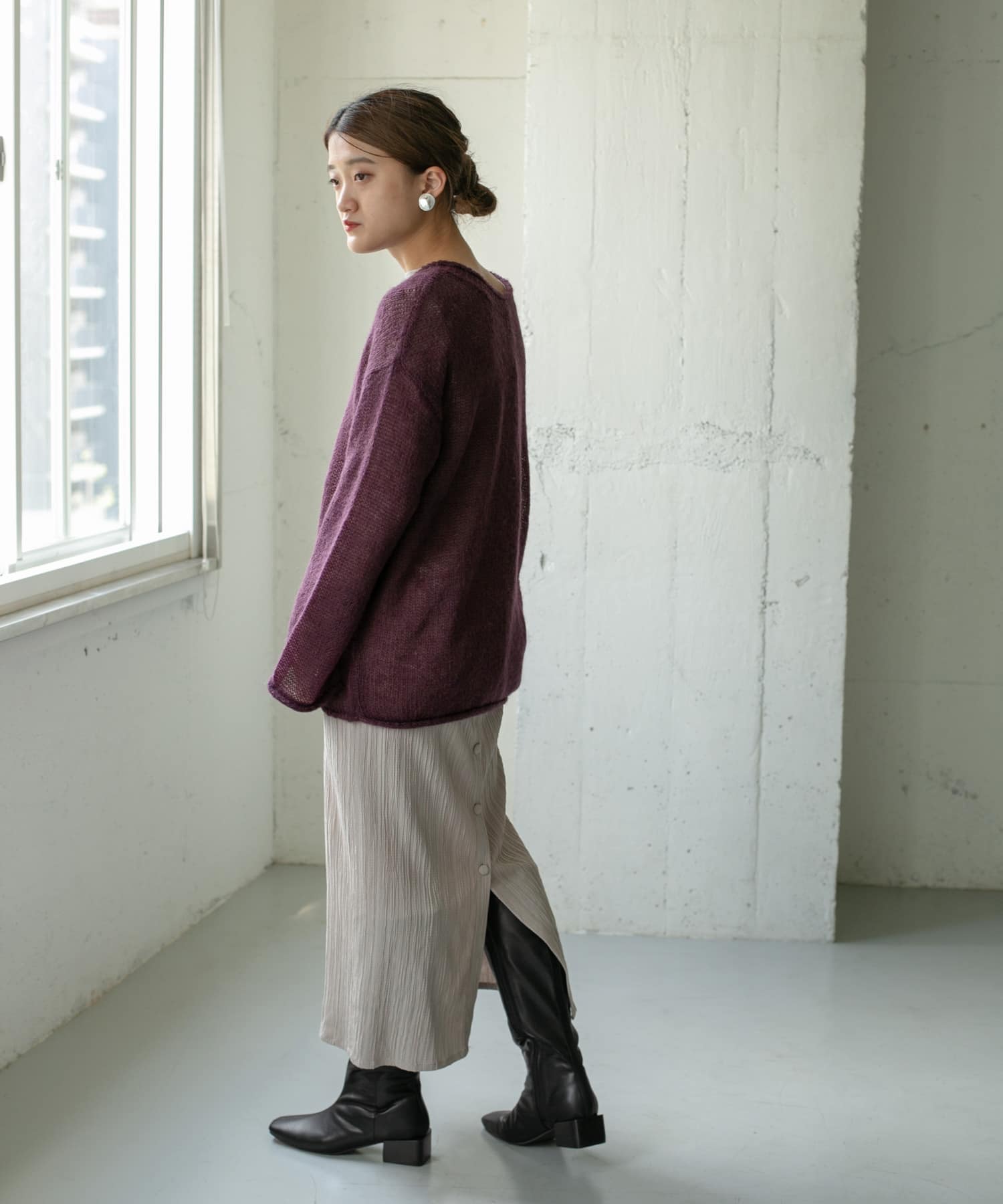 センターシームロングブーツ∴ BLACK 36