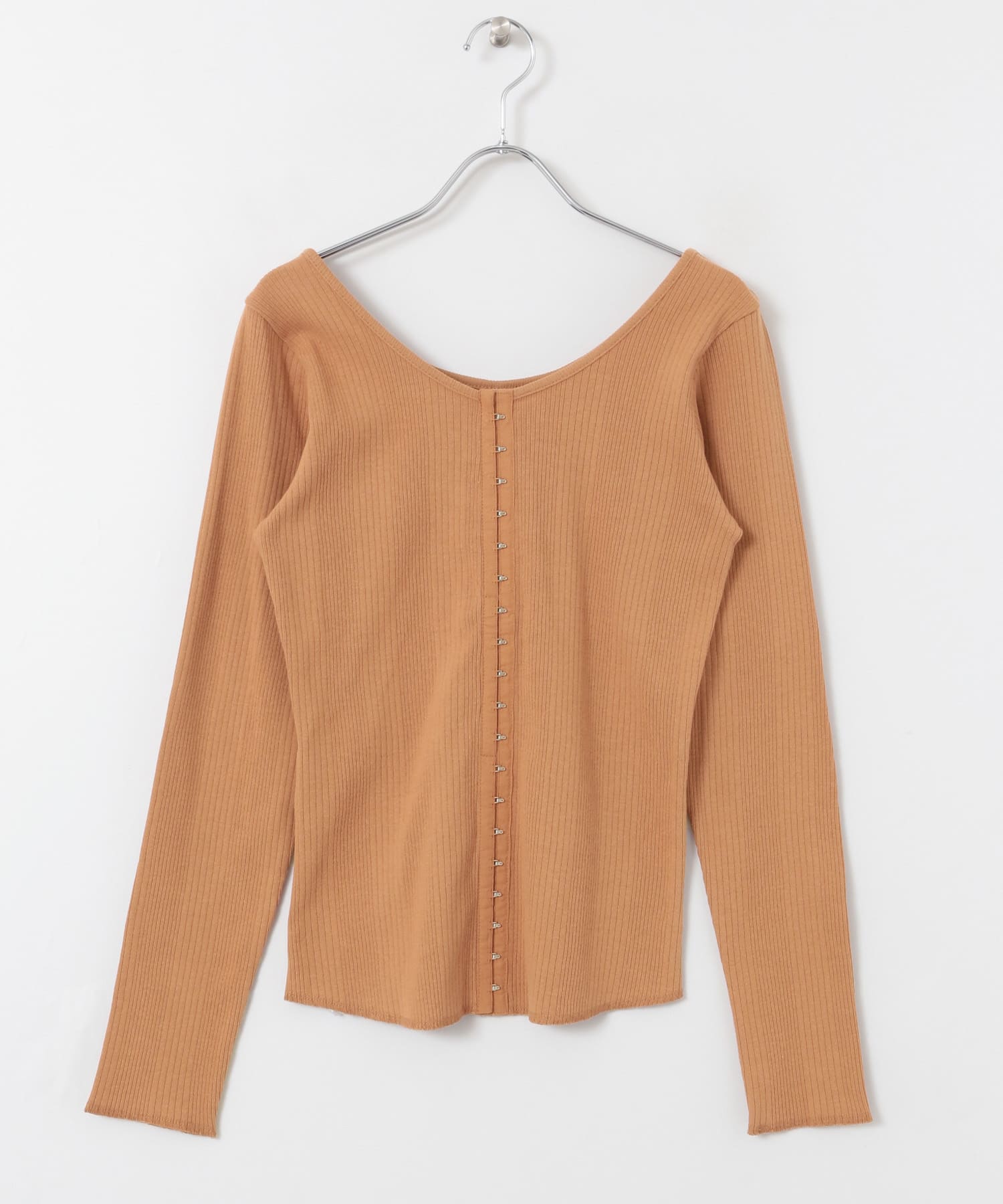 フロントホックデザインカットソー BROWN one