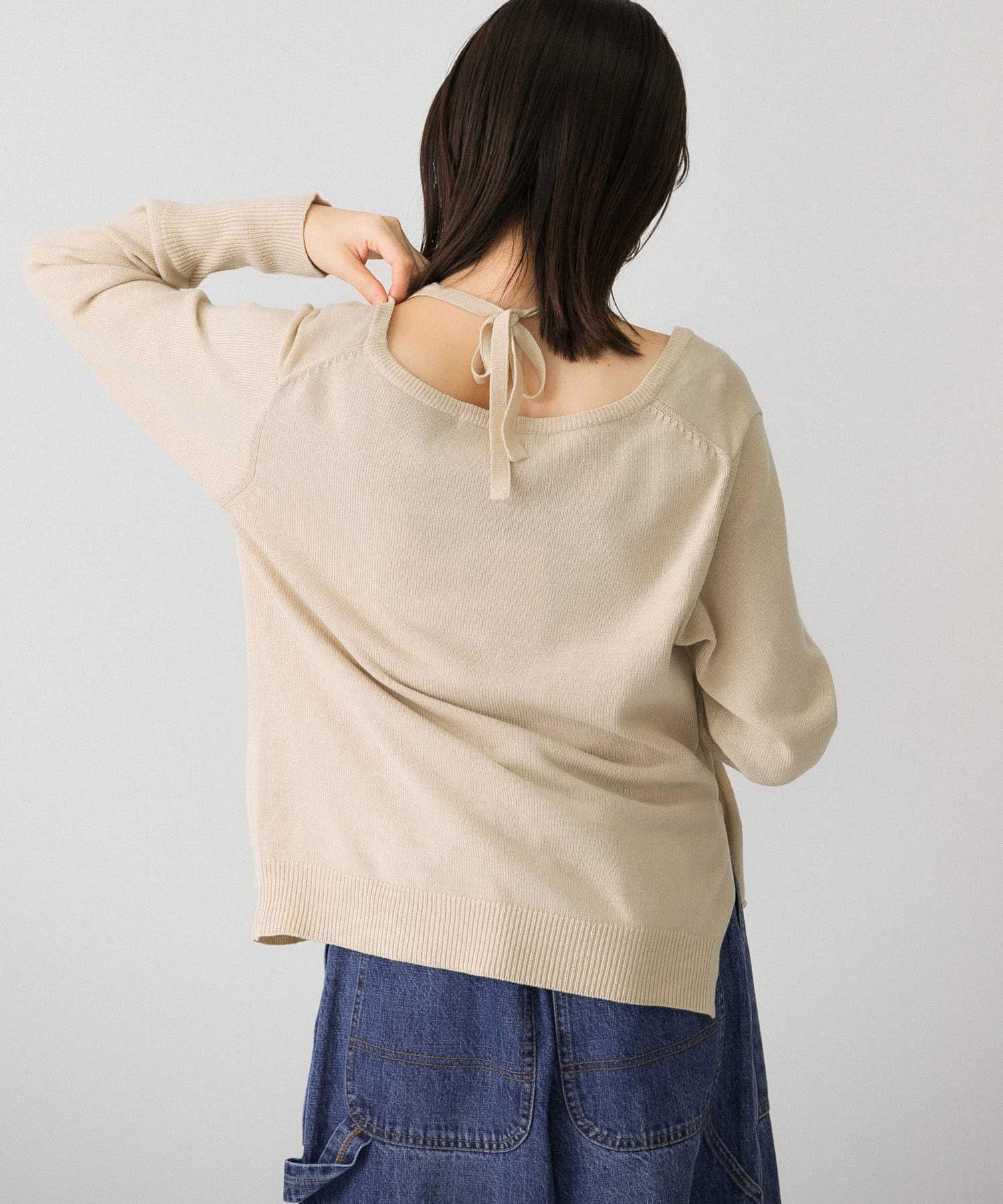 ホルターネックレイヤードニット BEIGE one