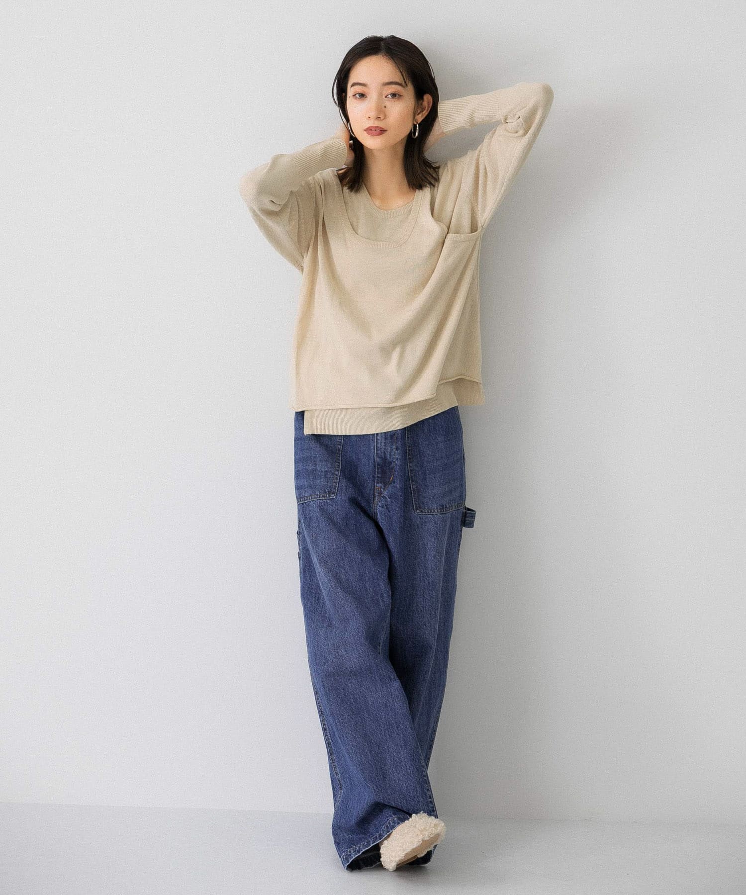 ホルターネックレイヤードニット BEIGE one