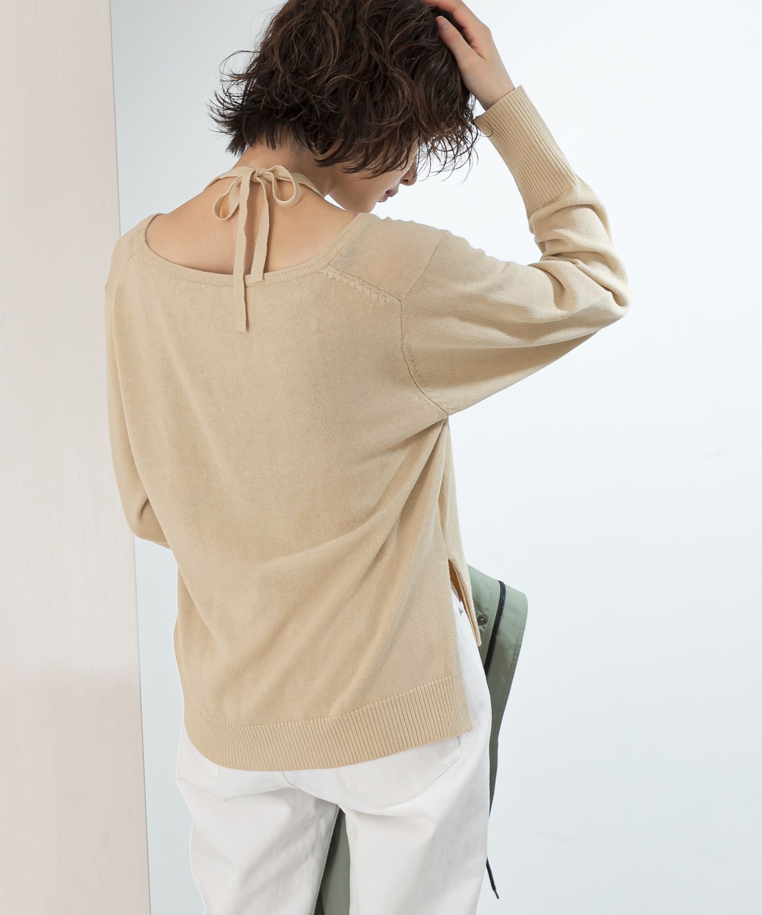ホルターネックレイヤードニット BEIGE one