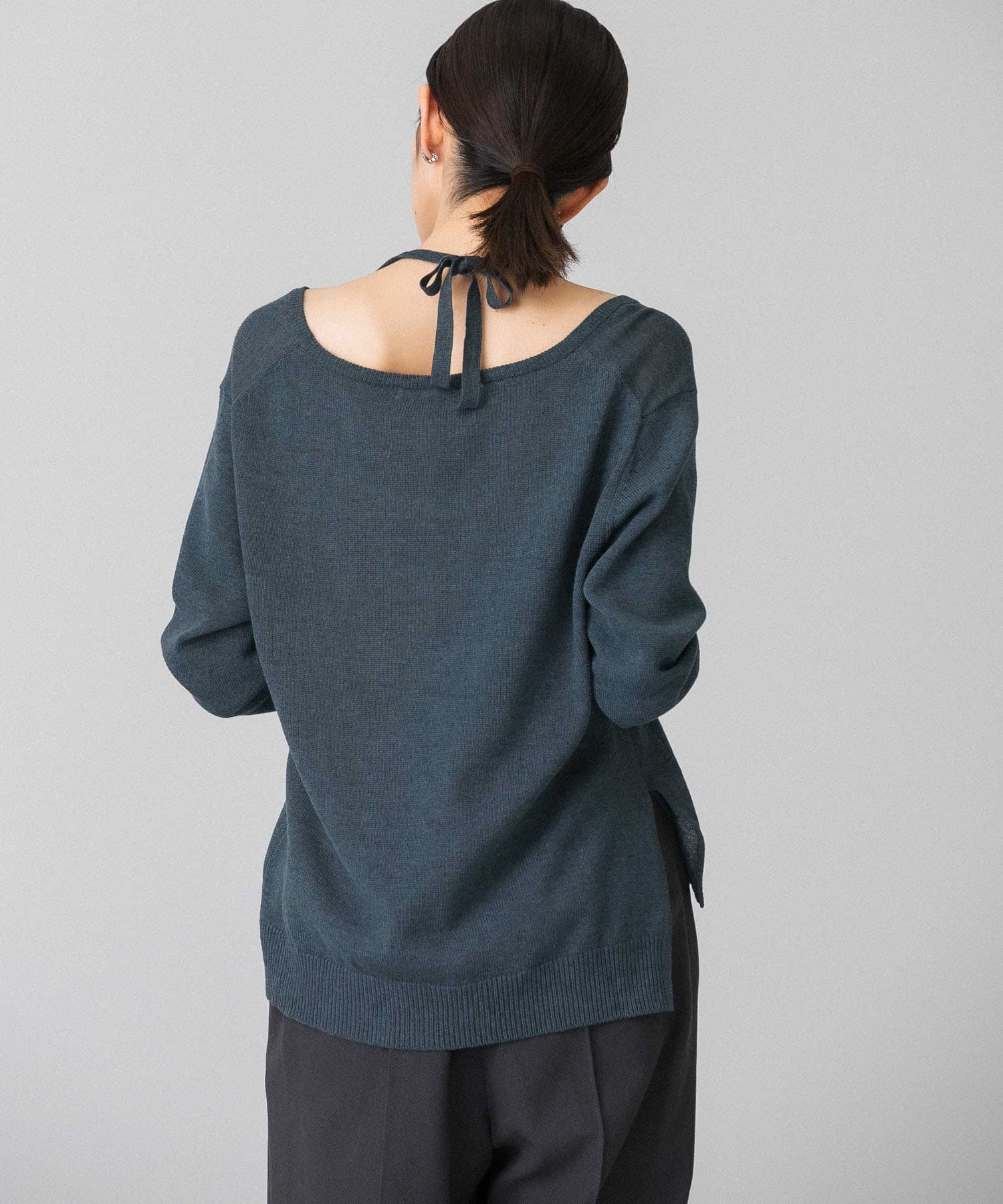 ホルターネックレイヤードニット D.GREEN one