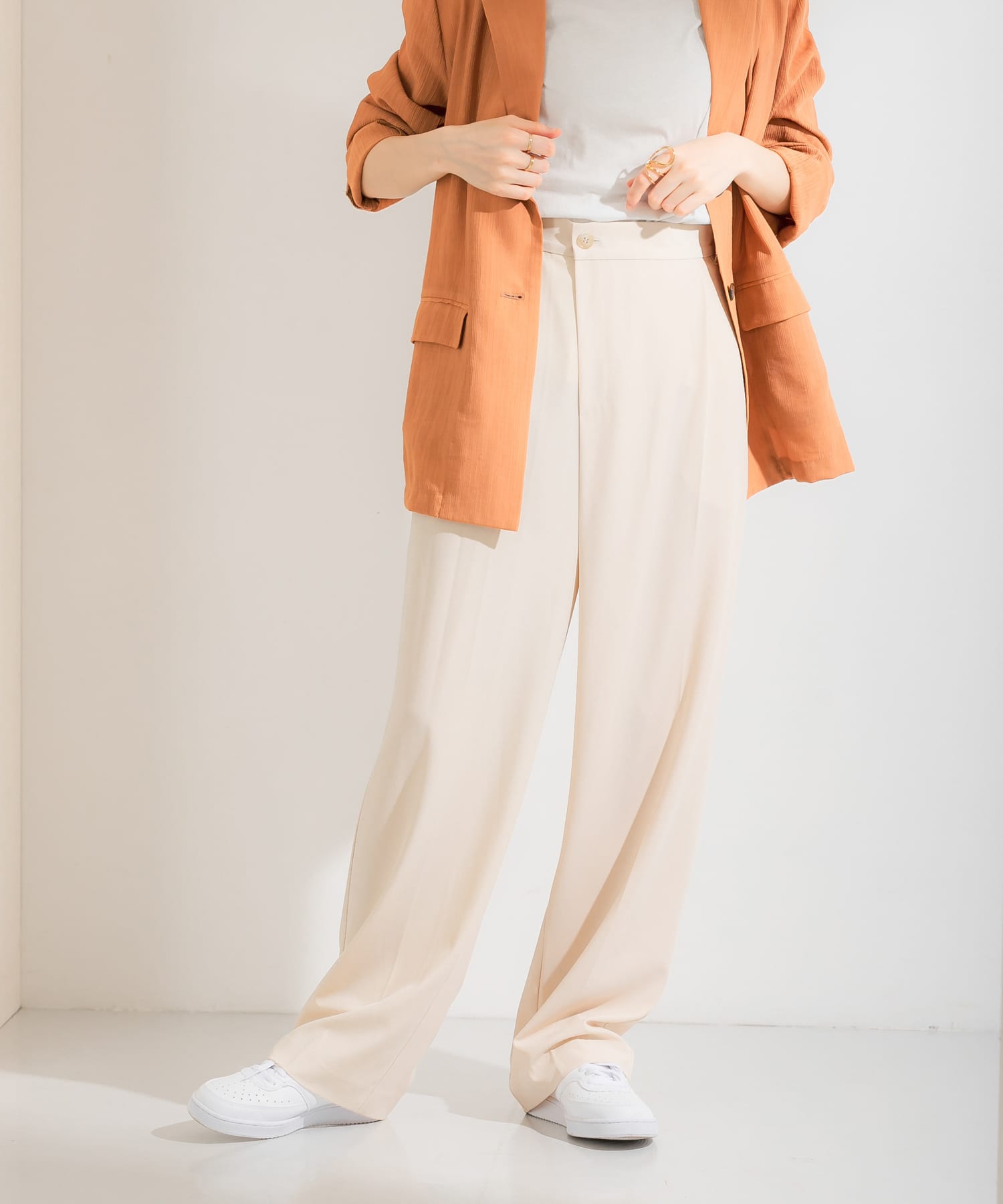 ルーズボトムアシメパンツ L.BEIGE 36