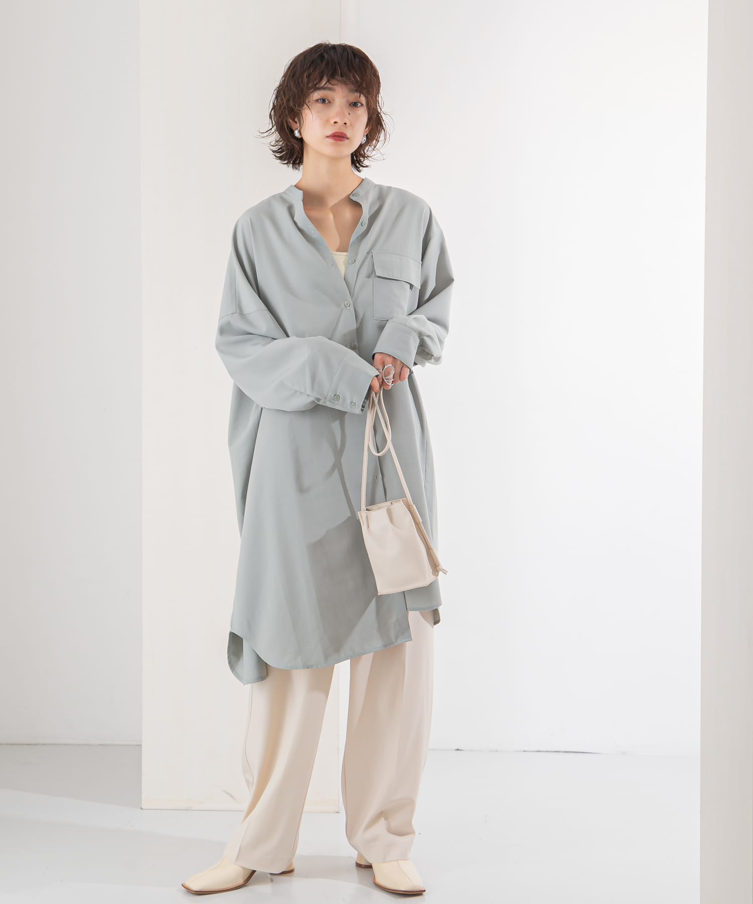 ルーズボトムアシメパンツ L.BEIGE 36