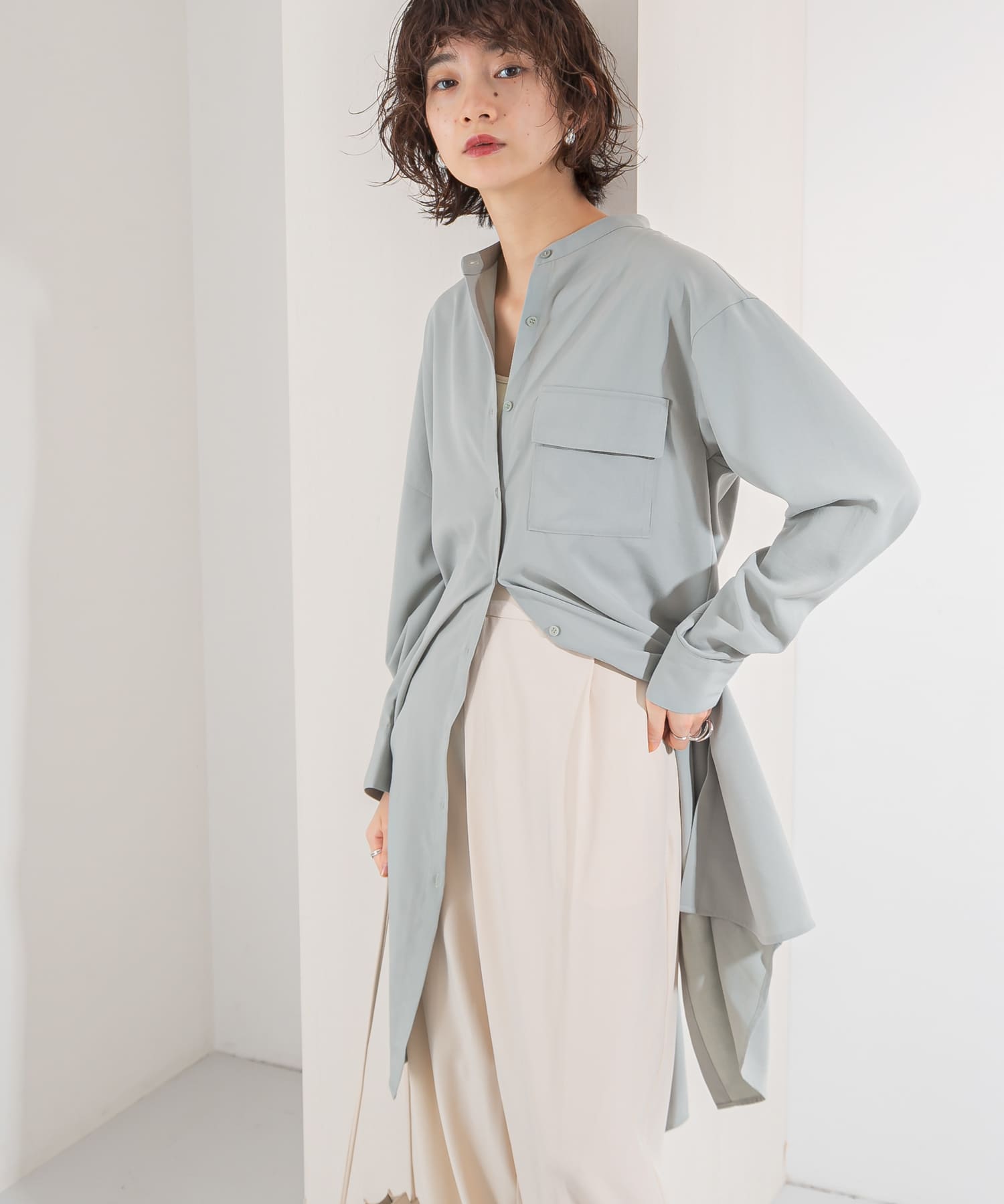 ルーズボトムアシメパンツ L.BEIGE 36