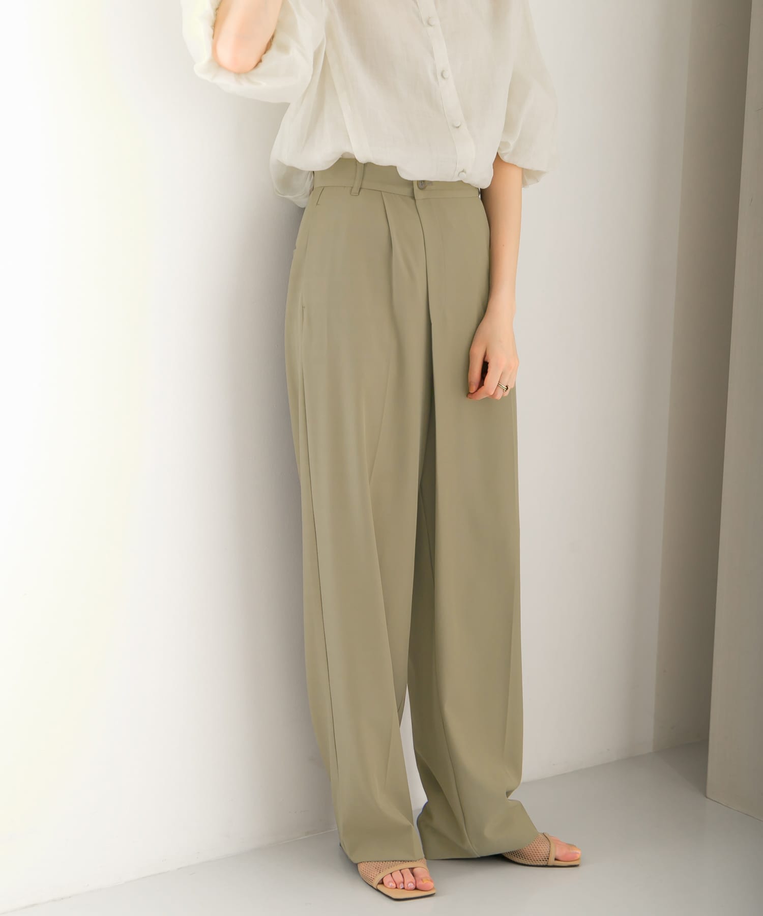 ルーズボトムアシメパンツ KHAKI 36