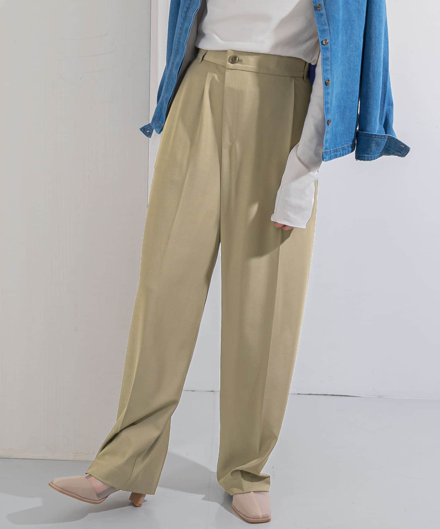 ルーズボトムアシメパンツ KHAKI 36