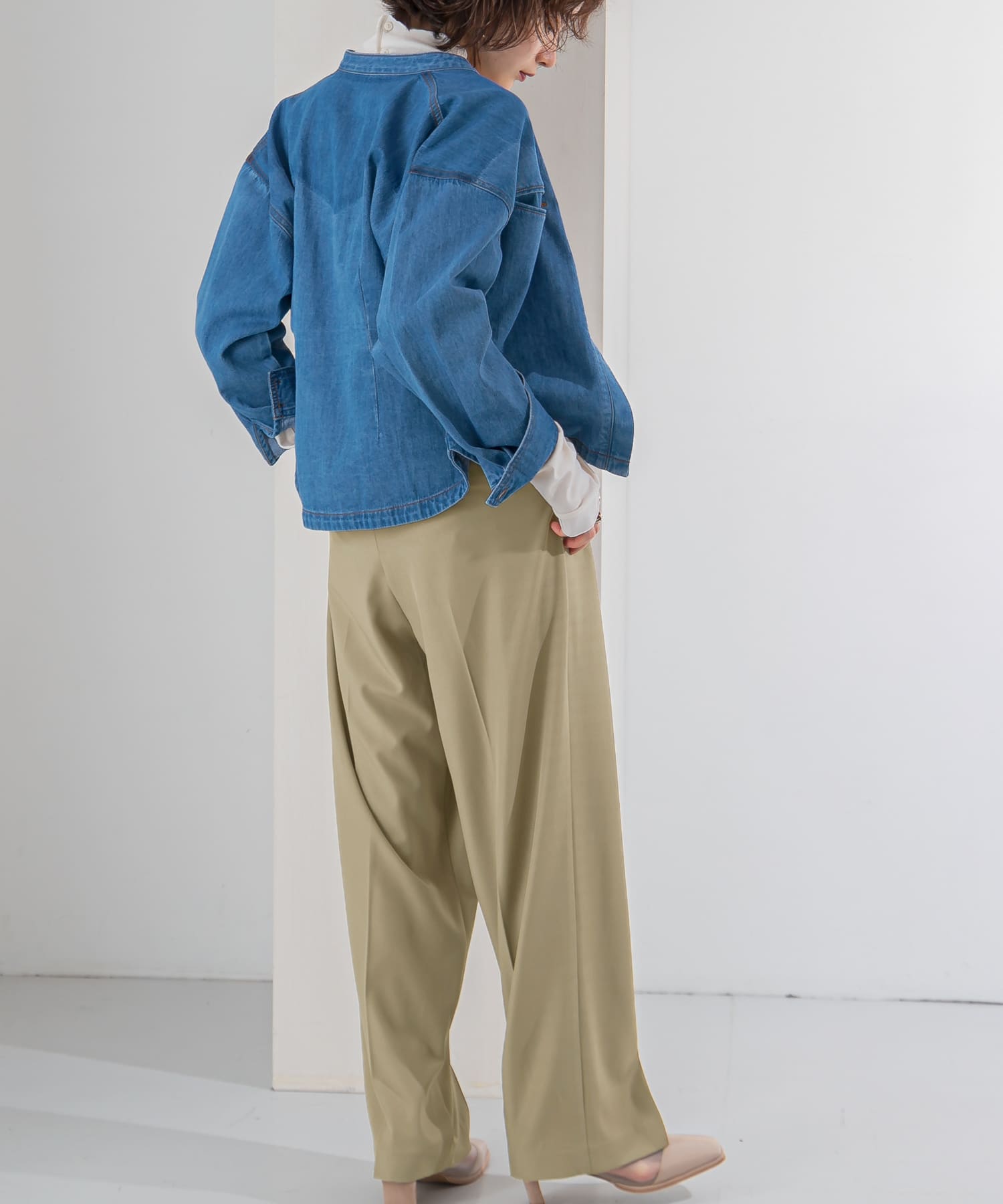 ルーズボトムアシメパンツ KHAKI 36