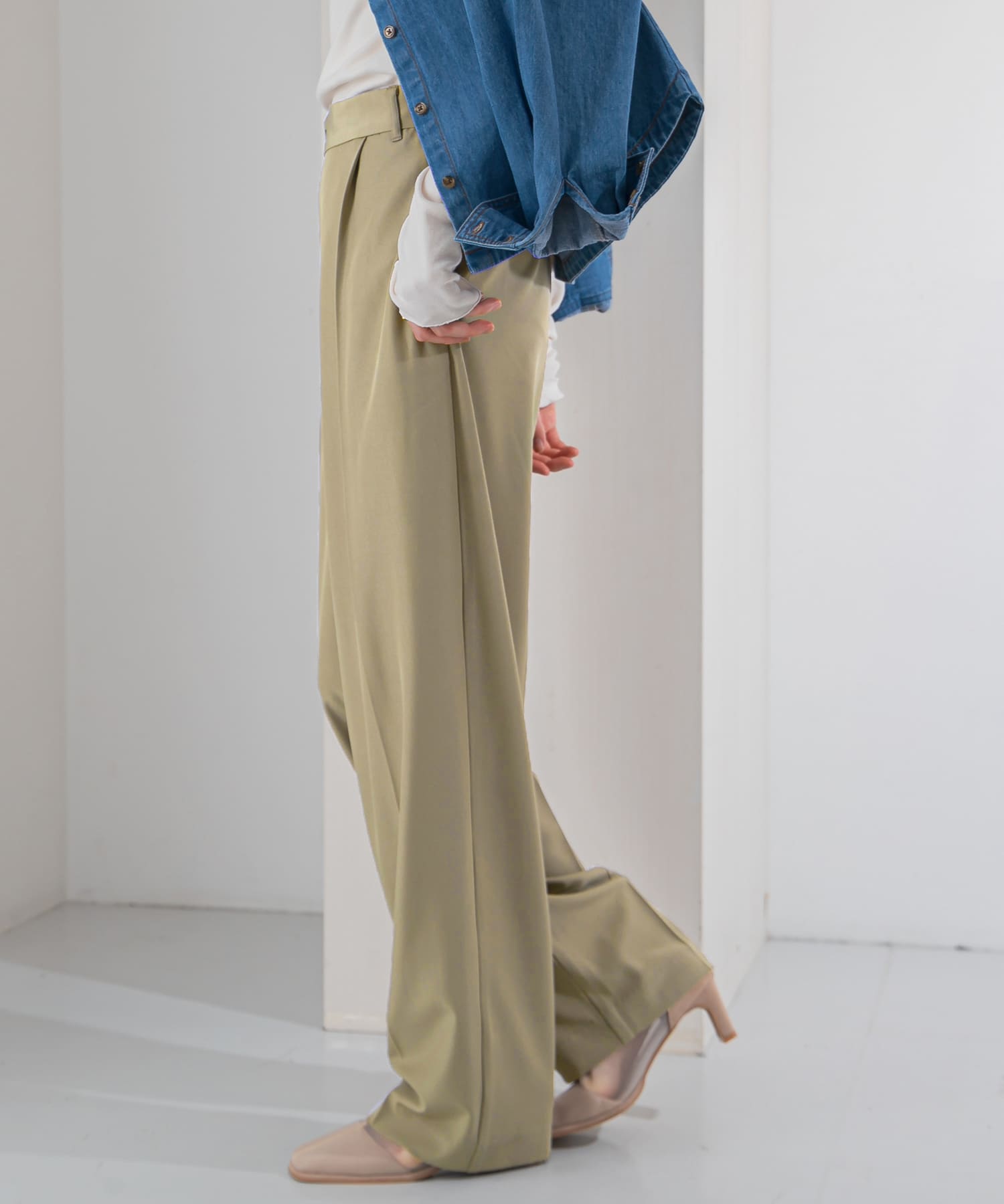 ルーズボトムアシメパンツ KHAKI 36