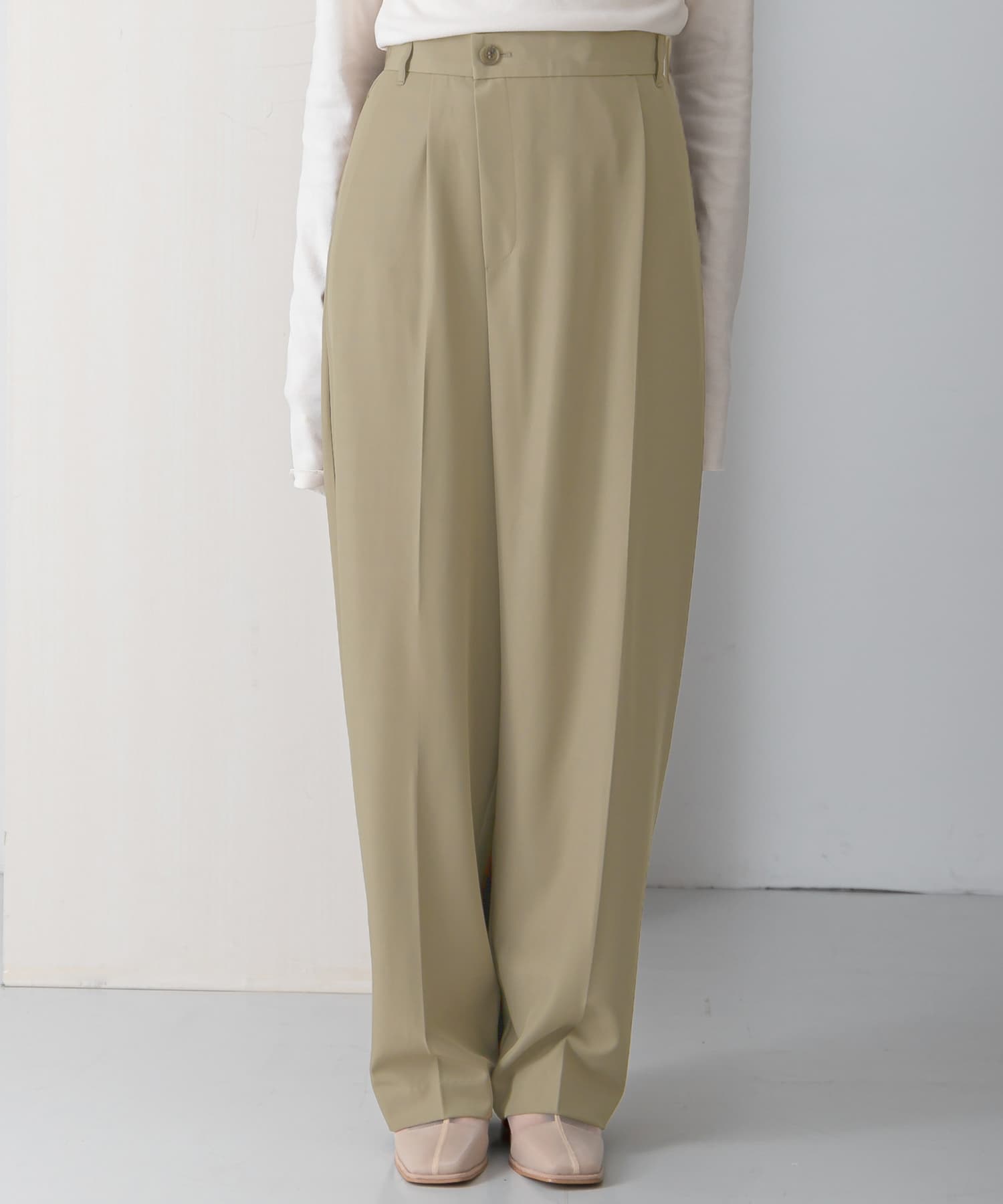 ルーズボトムアシメパンツ KHAKI 36