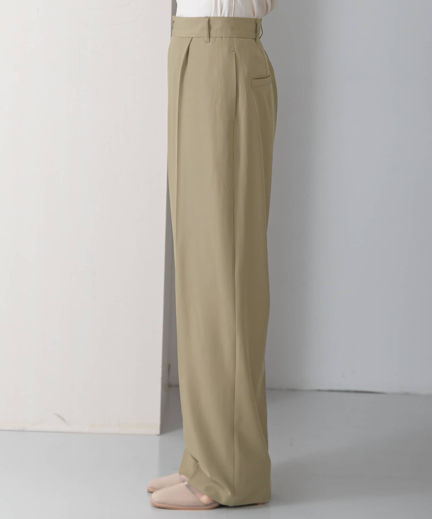 ルーズボトムアシメパンツ KHAKI 38