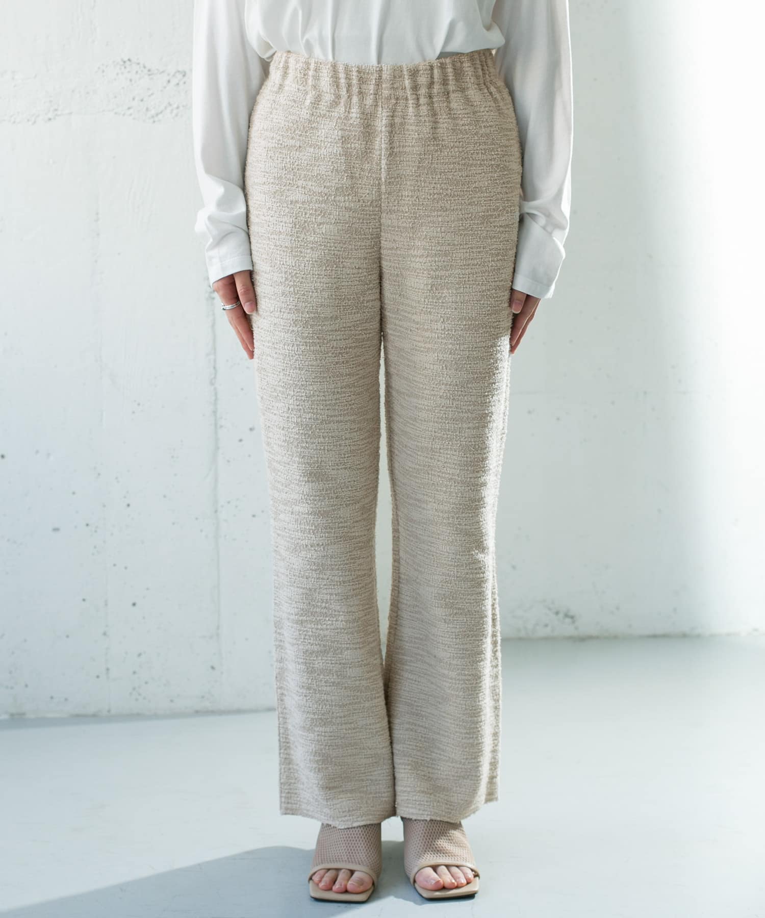 カットツイードフレアパンツ GREIGE one